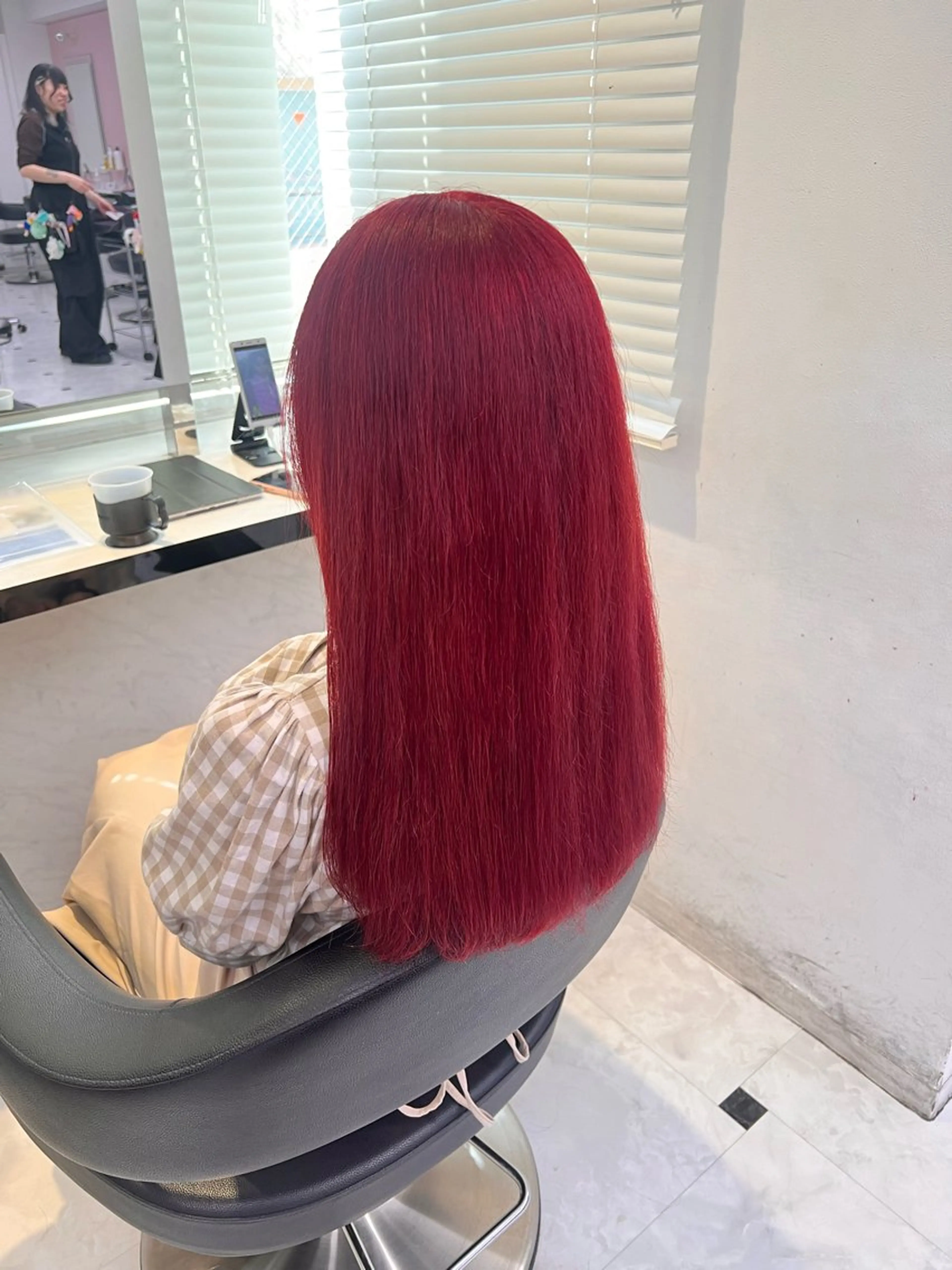 ミディアム カラー ヘアアレンジ レッドカラー 💕上野美容師☁ ブリーチ💖サワのヘアスタイル