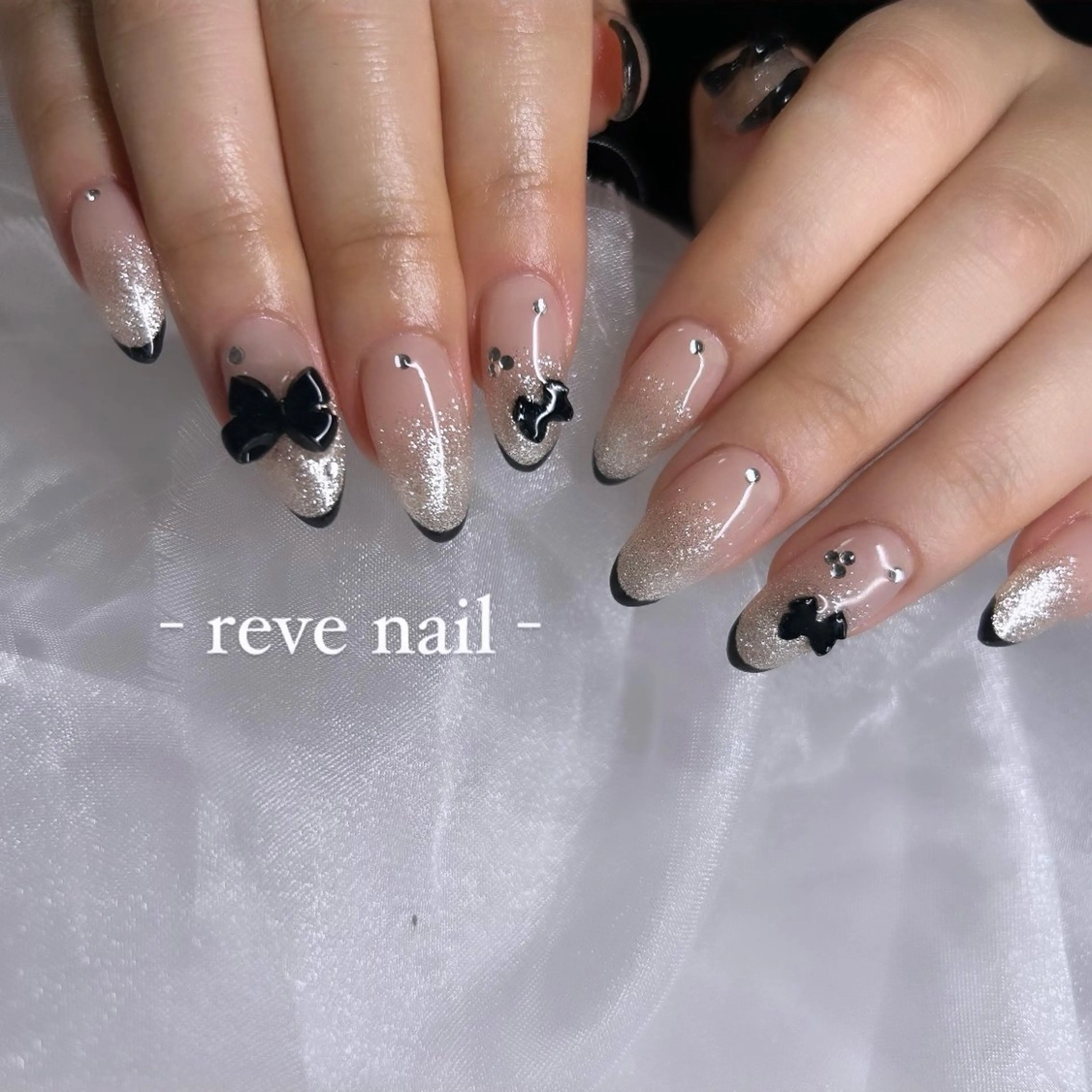 ネイル リボン ハンドネイル 門真市 三ツ島 reve nailのネイルデザイン