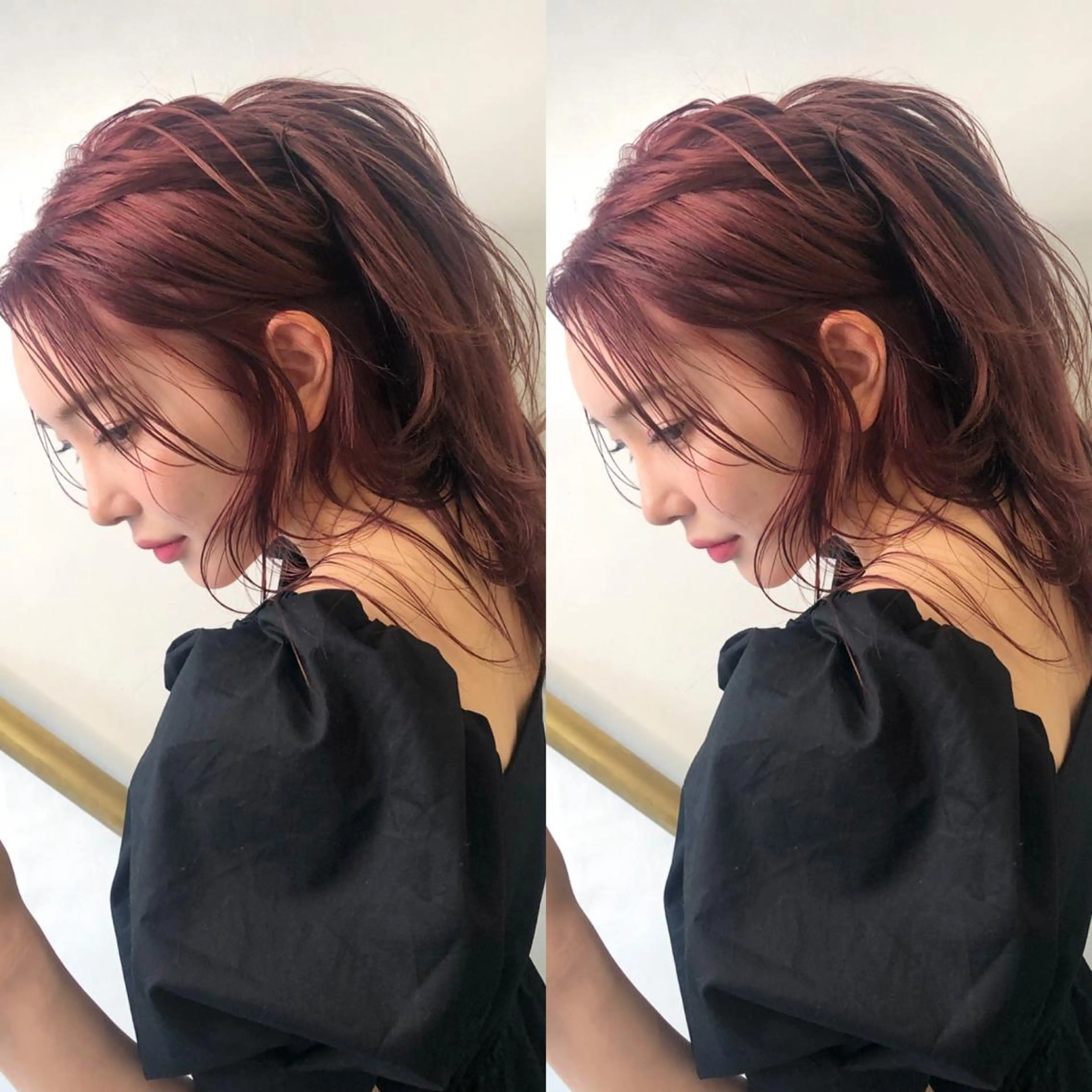 ロング カラー パーマ ヘアアレンジ 透明感カラー オレンジ ピンクカラー 極上の艶髪 RINAのヘアスタイル