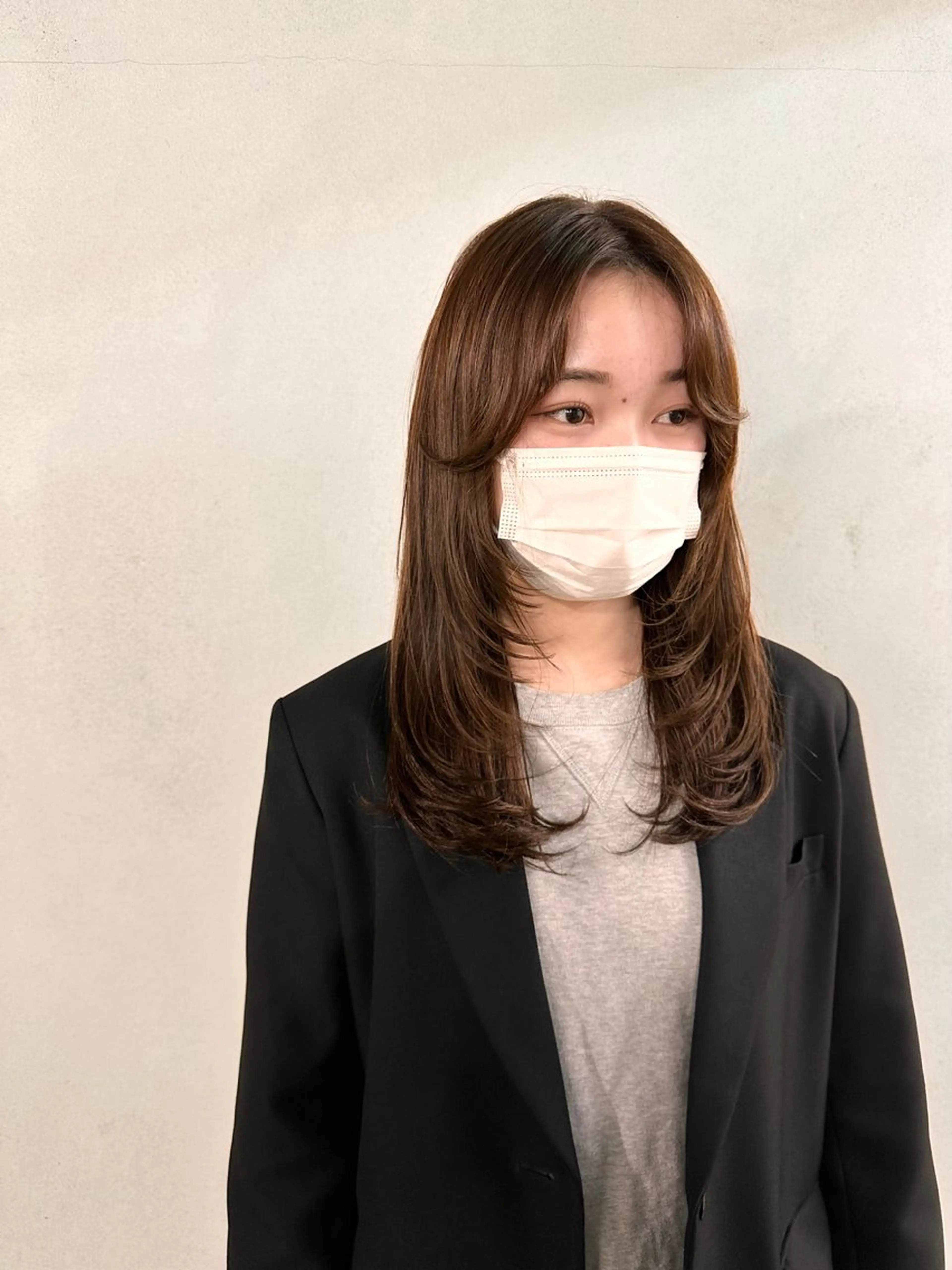 セミロング カラー パーマ ヘアアレンジ メンズ キッズ レイヤーカット #tag 稗田綾加のヘアスタイル