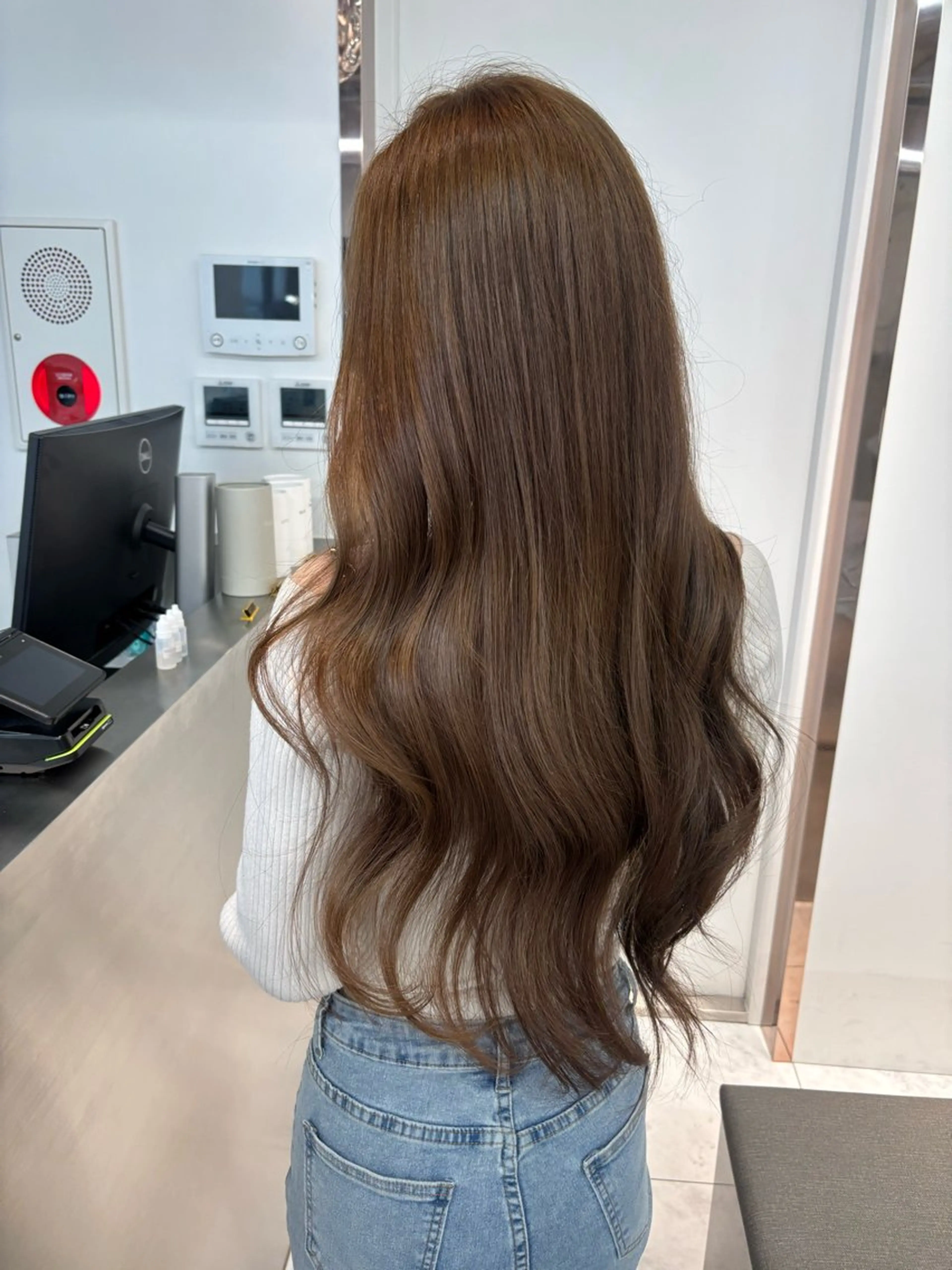 ミディアム カラー ブリーチ ボブ 韓国風ヘア レイヤーカット トリートメント ヘアカラー rina／ベージュ ワンホン/韓国ヘアのヘアスタイル