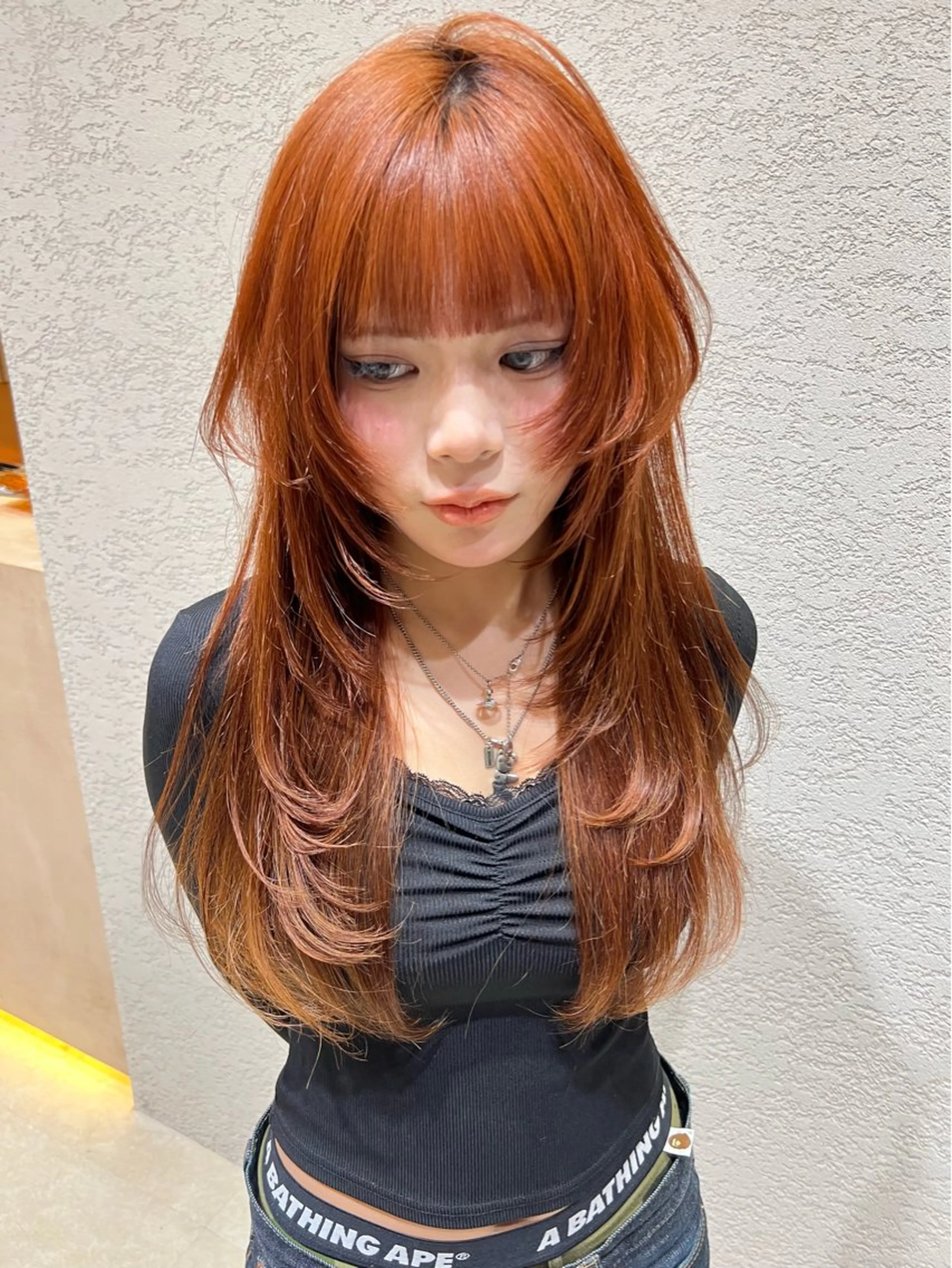 ロング カラー ヘアカラー トリートメント 興津/韓国レイヤー ダブルカラー美髪縮毛のヘアスタイル