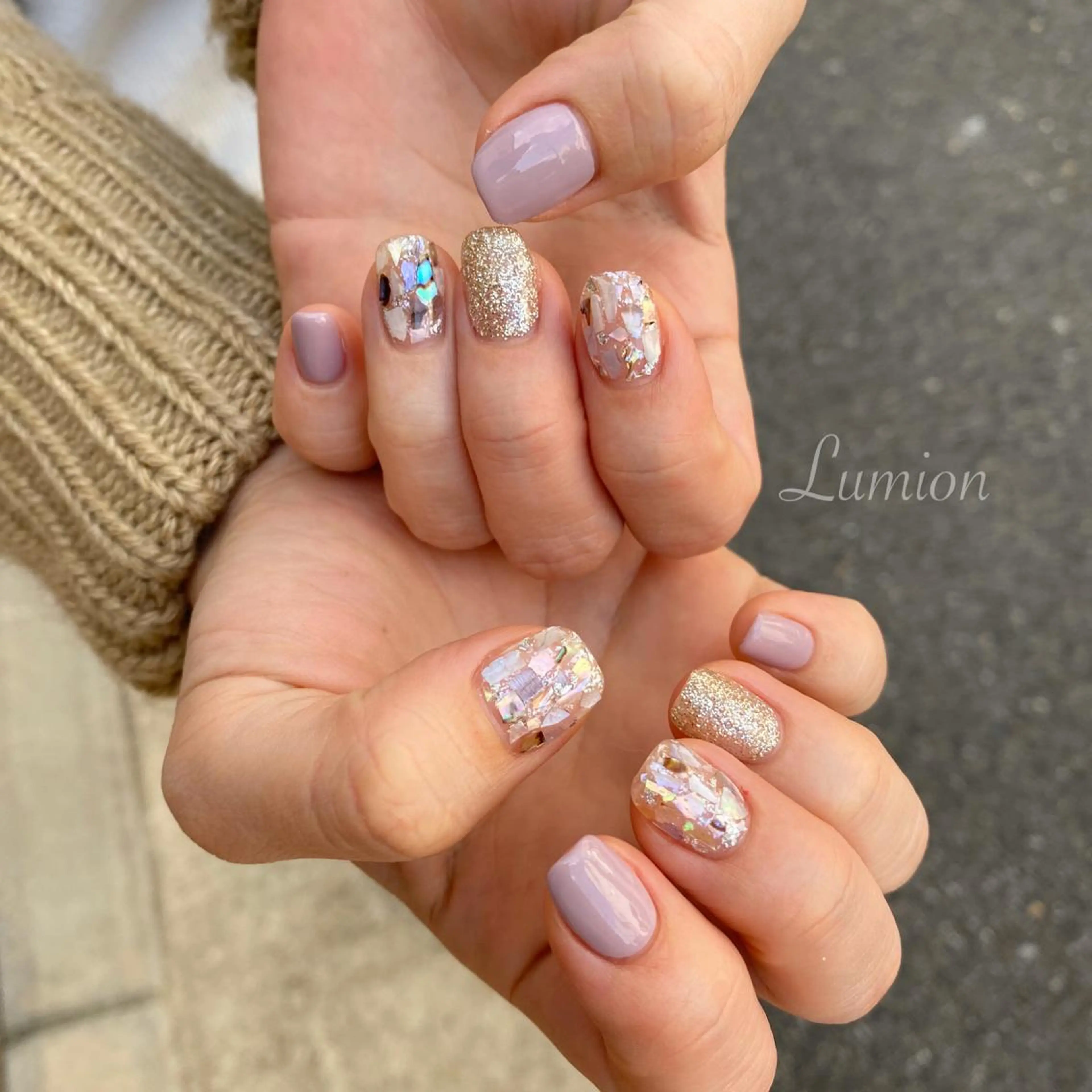 ネイル パープル 春ネイル ハンドネイル nailroom Lumionのネイルデザイン