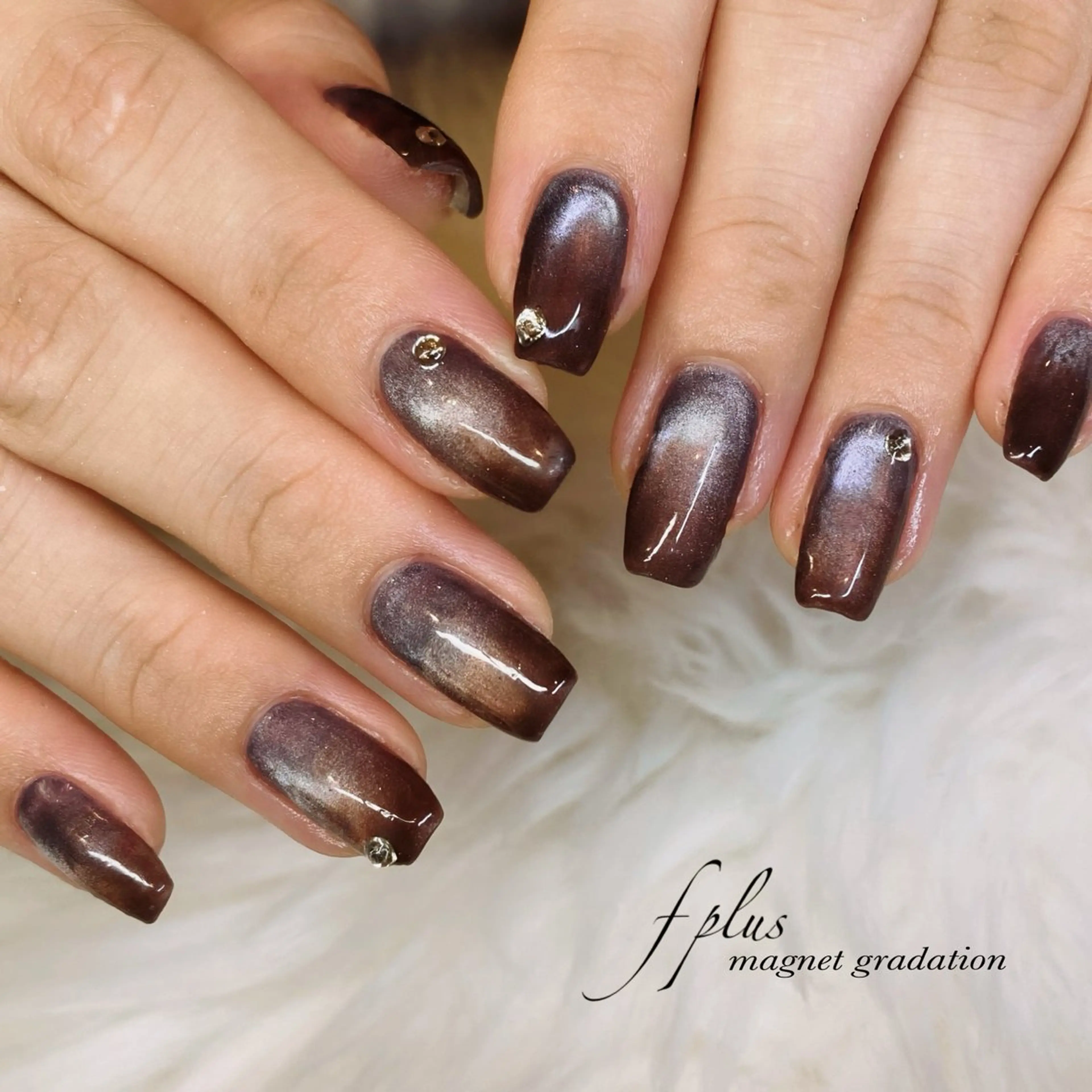 ネイル ブルー ブラウン グラデーション ハンドネイル kanako nail🌷のネイルデザイン