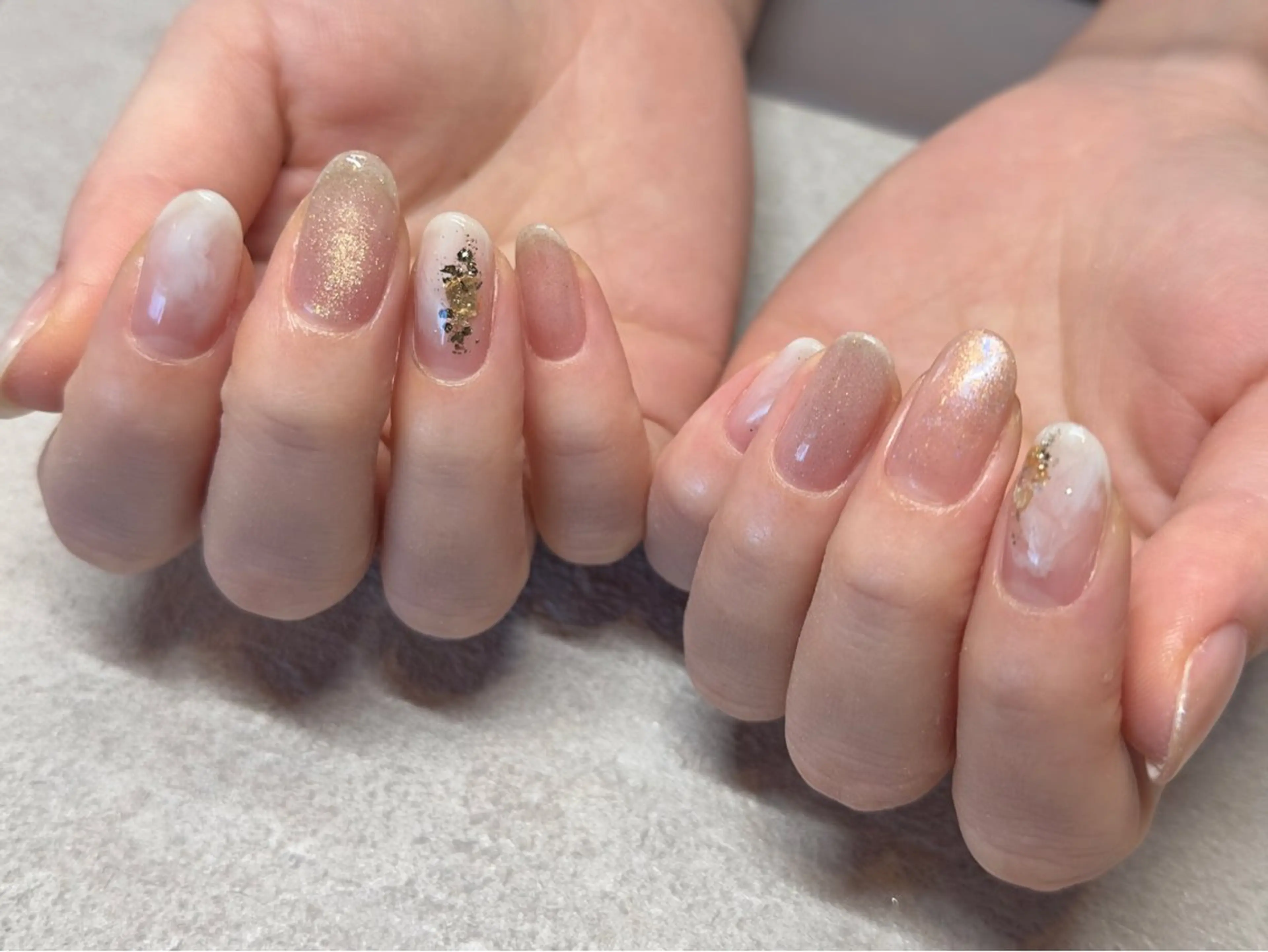 ネイル アートネイル 持ち込み ニュアンスネイル ショートネイル 冬ネイル ハンドネイル 小河 仁美のネイルデザイン