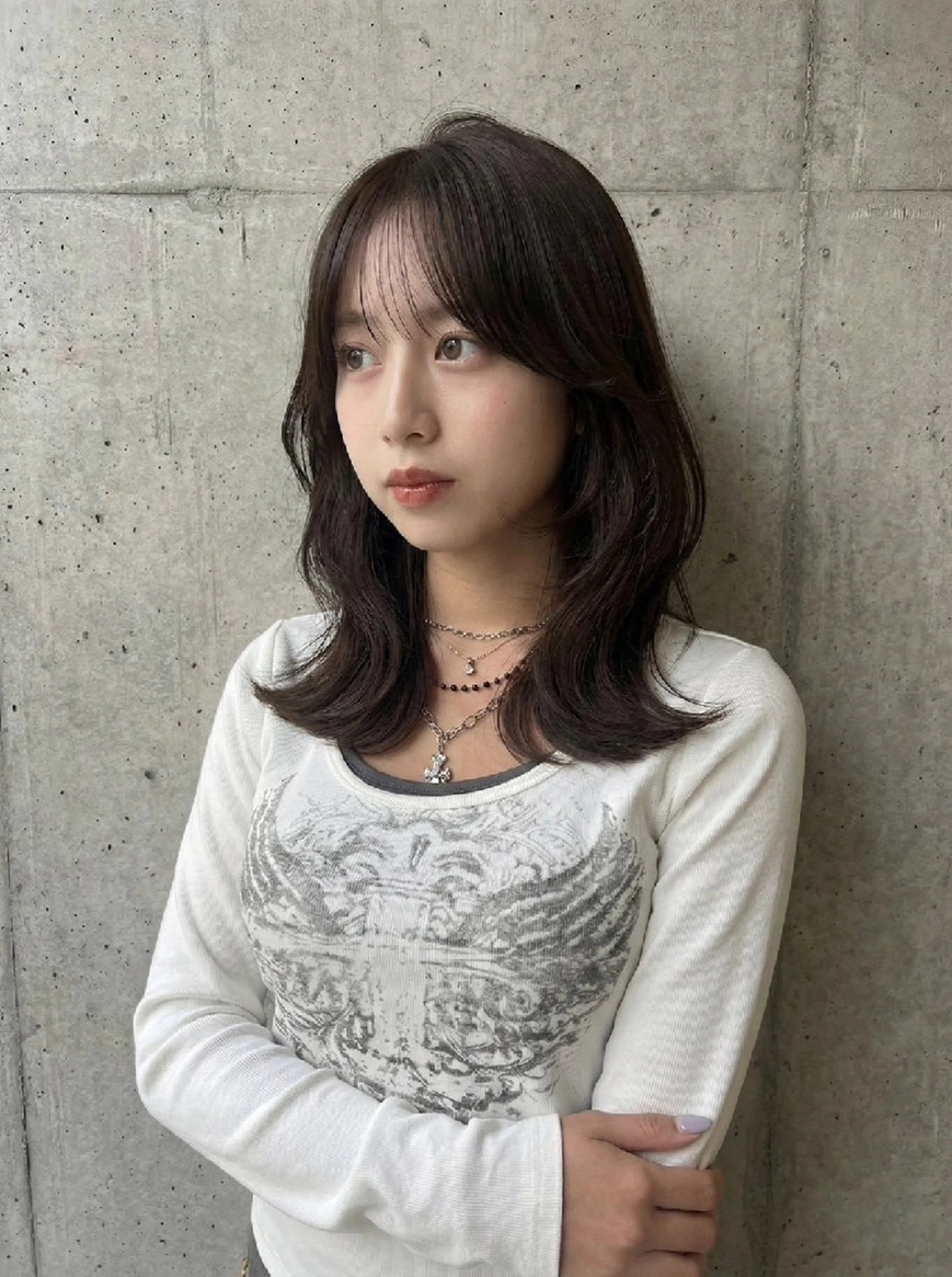 セミロング カラー ヘアカラー トリートメント piLLon 心斎橋のヘアスタイル