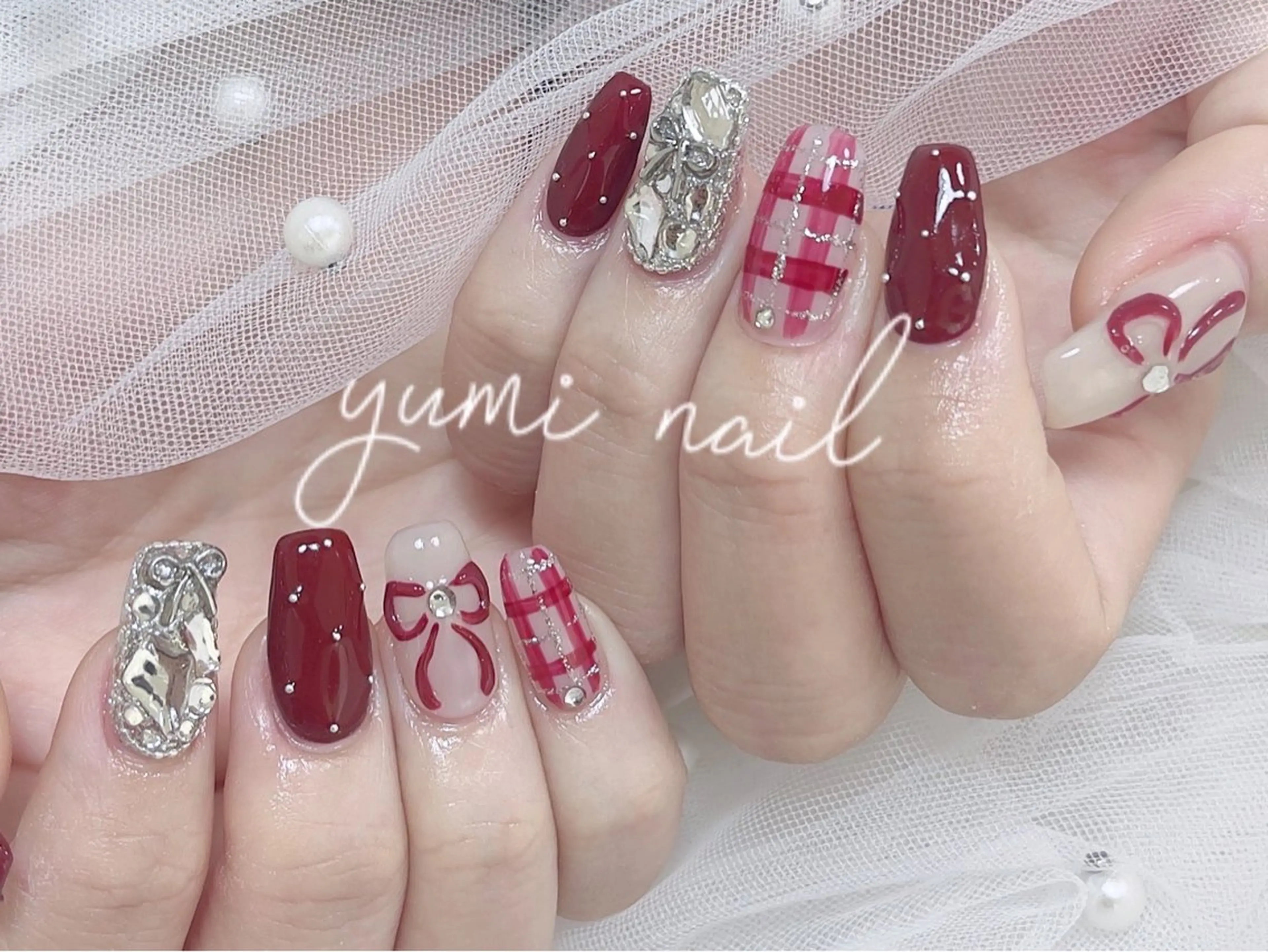 ネイル ハンドネイル 𝐲𝐮𝐦𝐢🎀 長さ出しデザイン専門のネイルデザイン