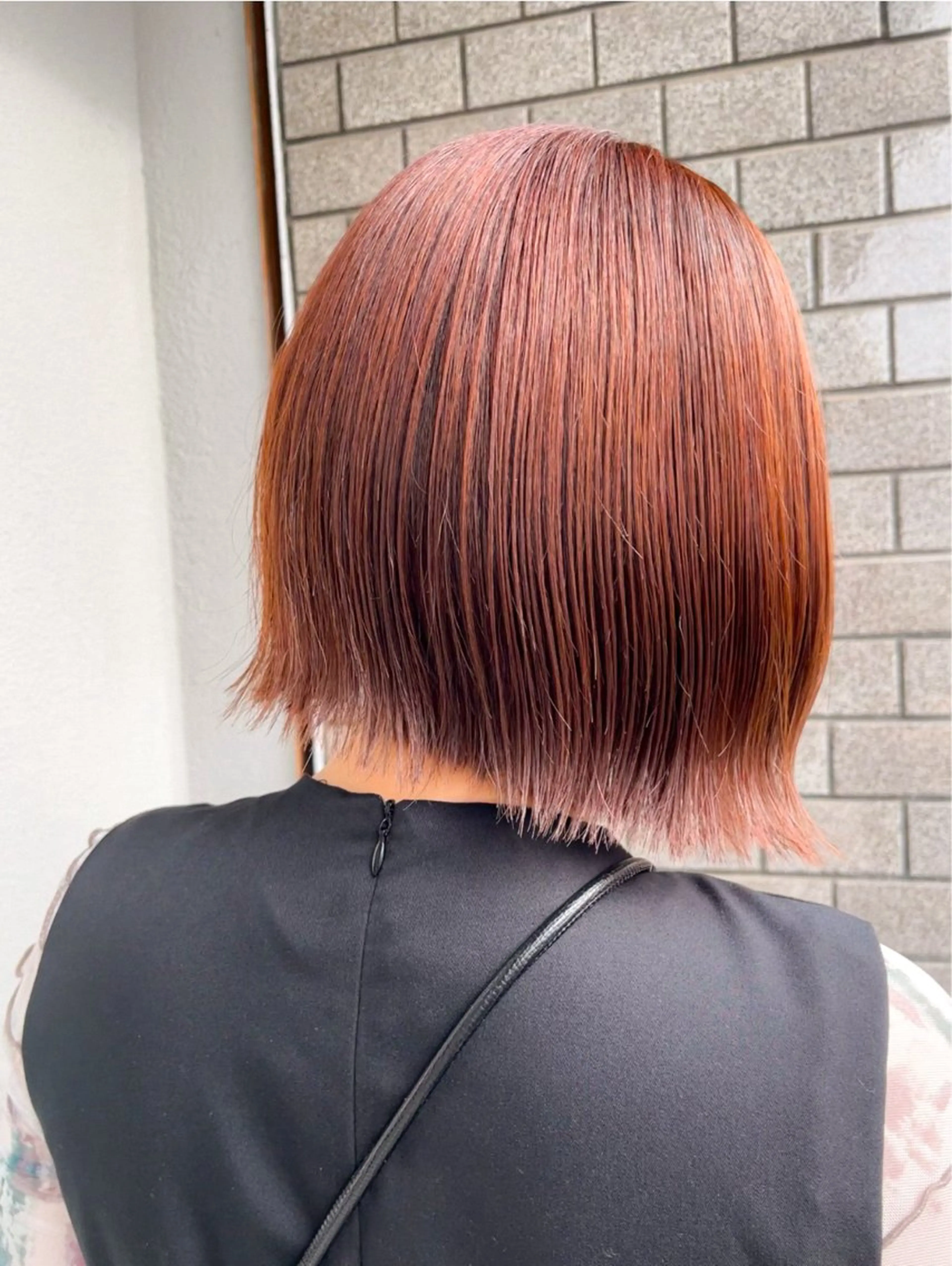 ショート カラー オレンジ ボブ FERIA あべの yumeho🍭のヘアスタイル