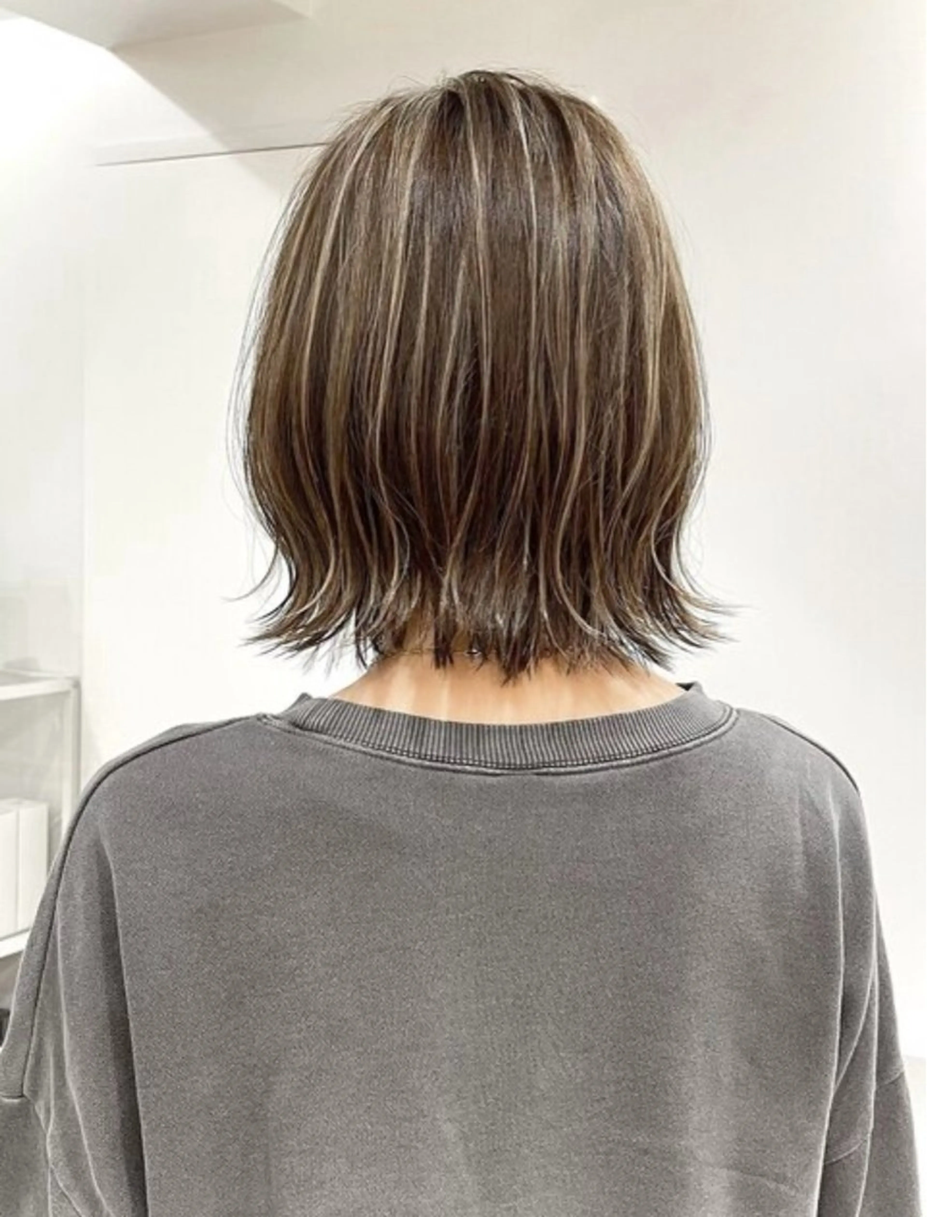 ミディアム ハイライト 🎀クロスパーマ/ ボブ🎀MOMONAのヘアスタイル