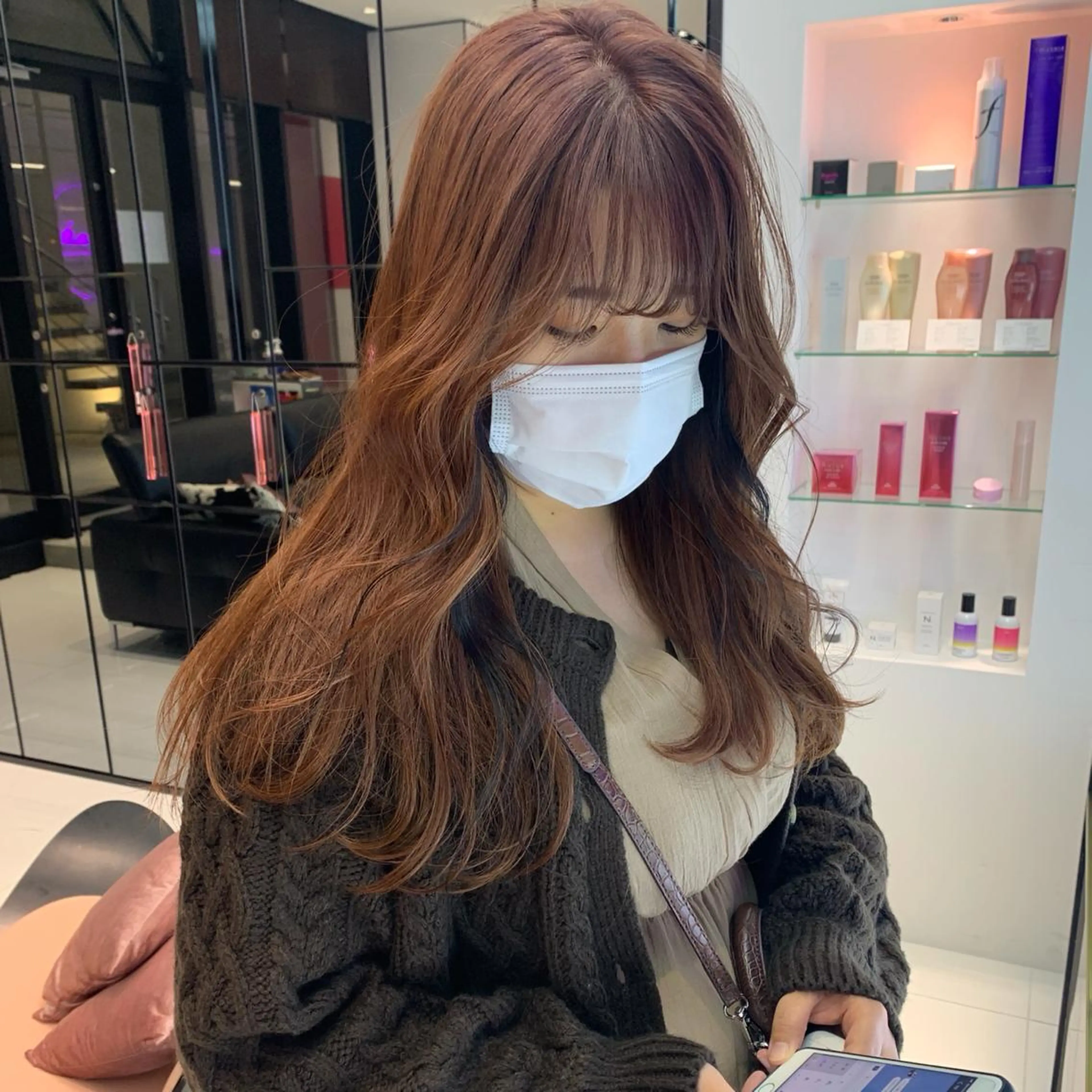 ロング カラー ブラウンカラー オレンジ オレンジブラウン ハッシュカット/ハイ トーン/MANAMIのヘアスタイル