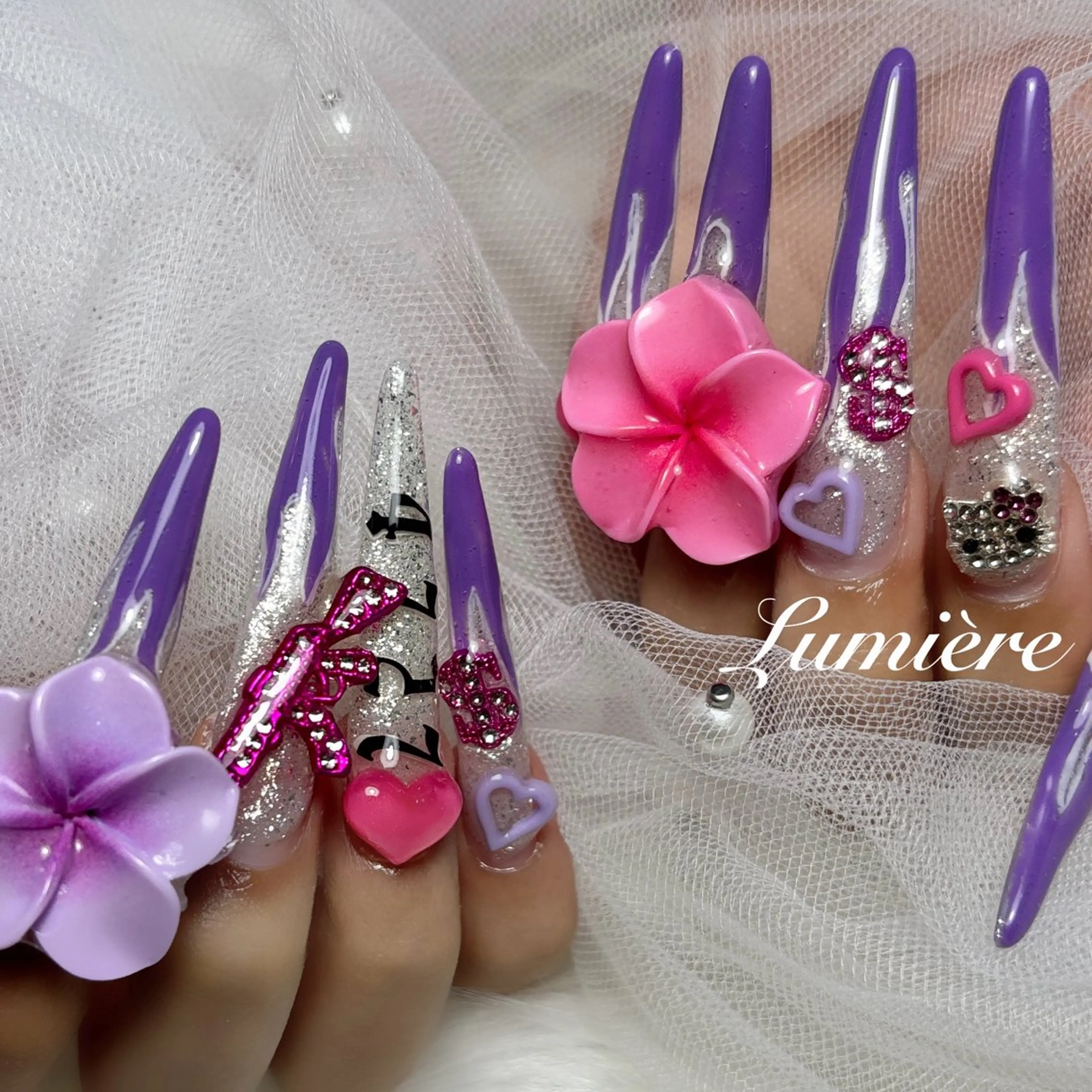 ネイル ロングネイル スーパーロングネイル ハンドネイル Lumière/ 超ロング/ワンホンのネイルデザイン