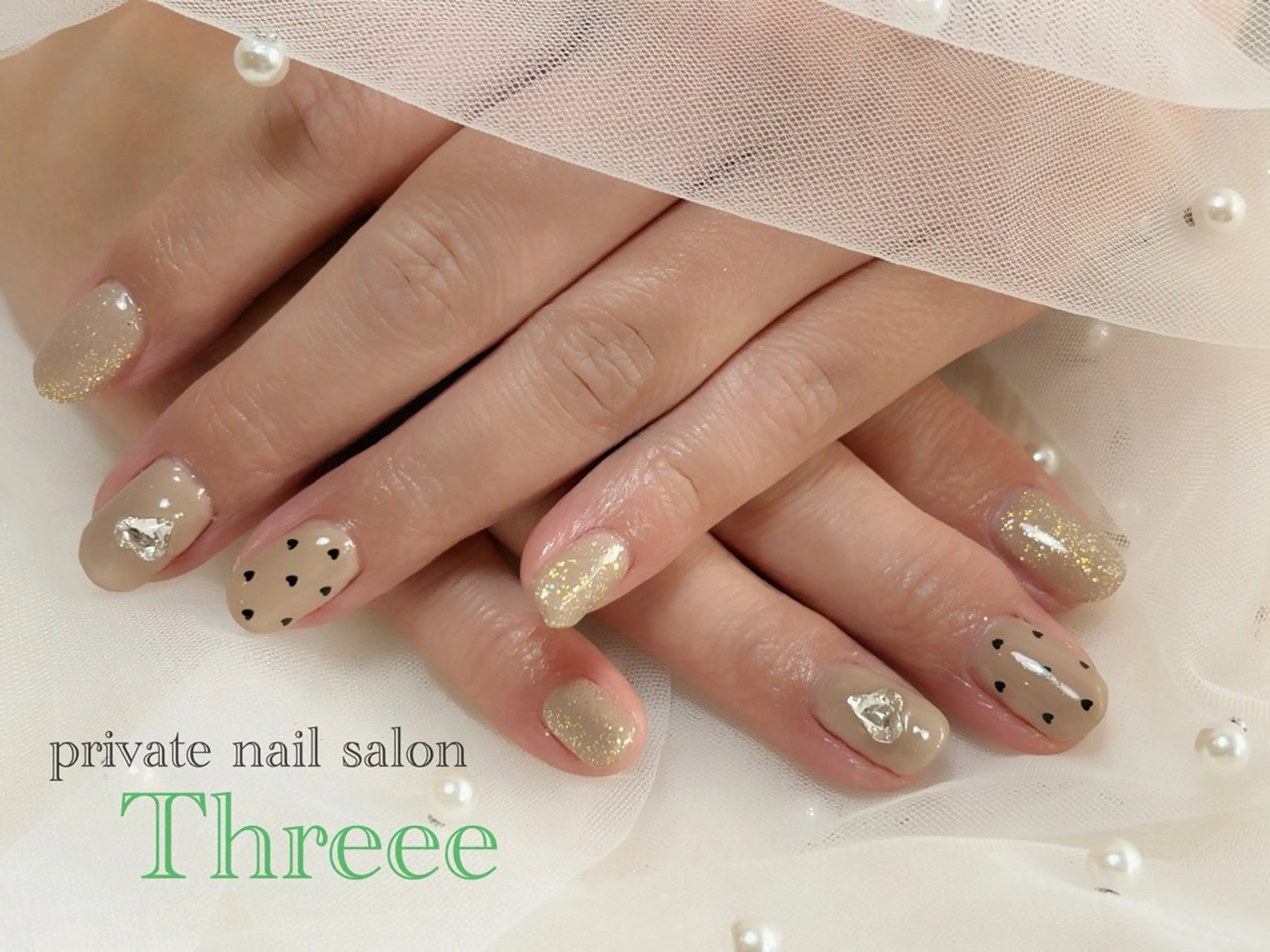 ネイル ハート ハンドネイル Nail salon - Threee　-のネイルデザイン