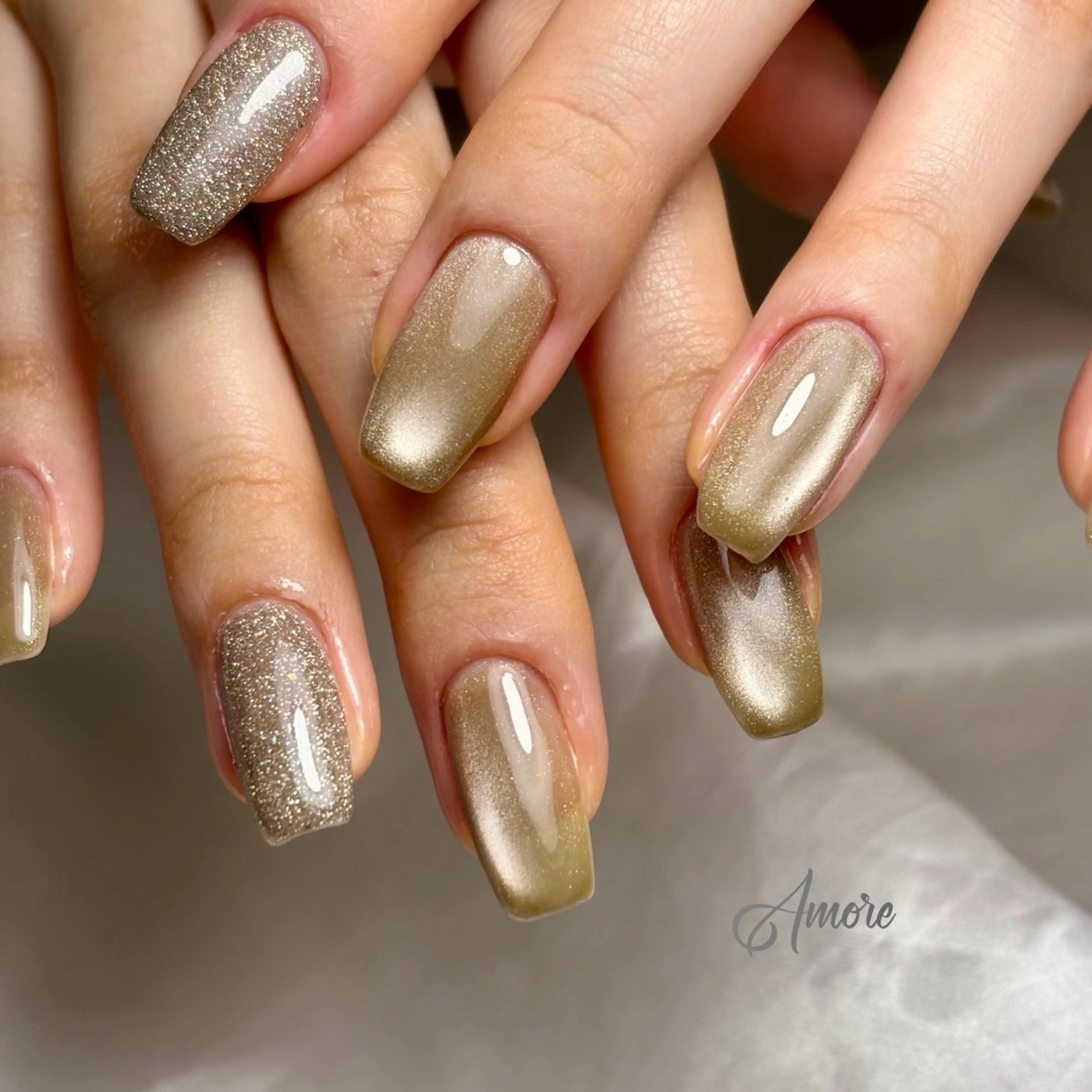 ネイル ジェルネイル キラキラネイル 韓国ネイル マグネットネイル パラジェル You kyehwaのネイルデザイン