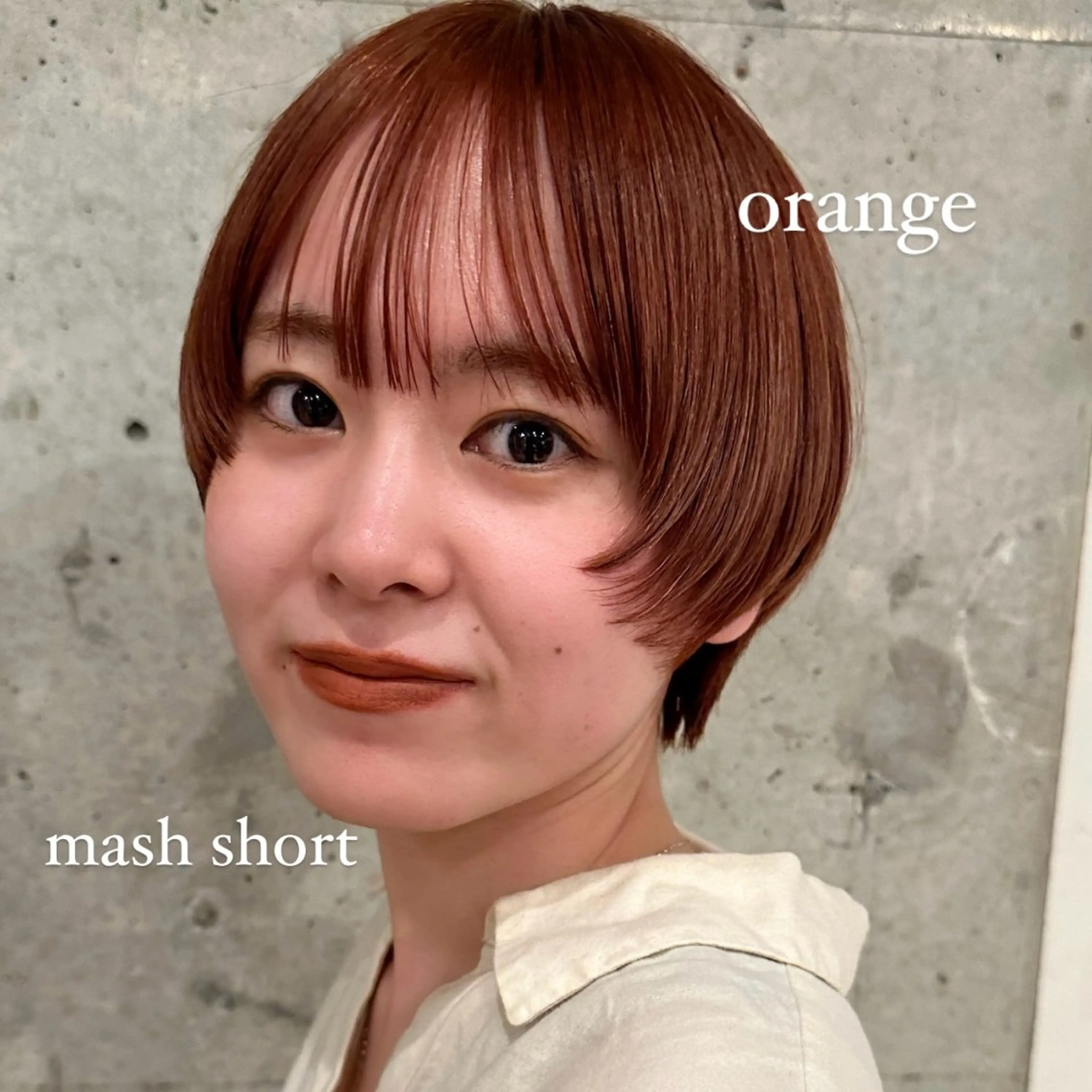 ショート カラー ブリーチ ダブルカラー ブリーチなしカラー オレンジ ショートヘア ボブ/レイヤー/ニュ アンスパーマ/小夏のヘアスタイル