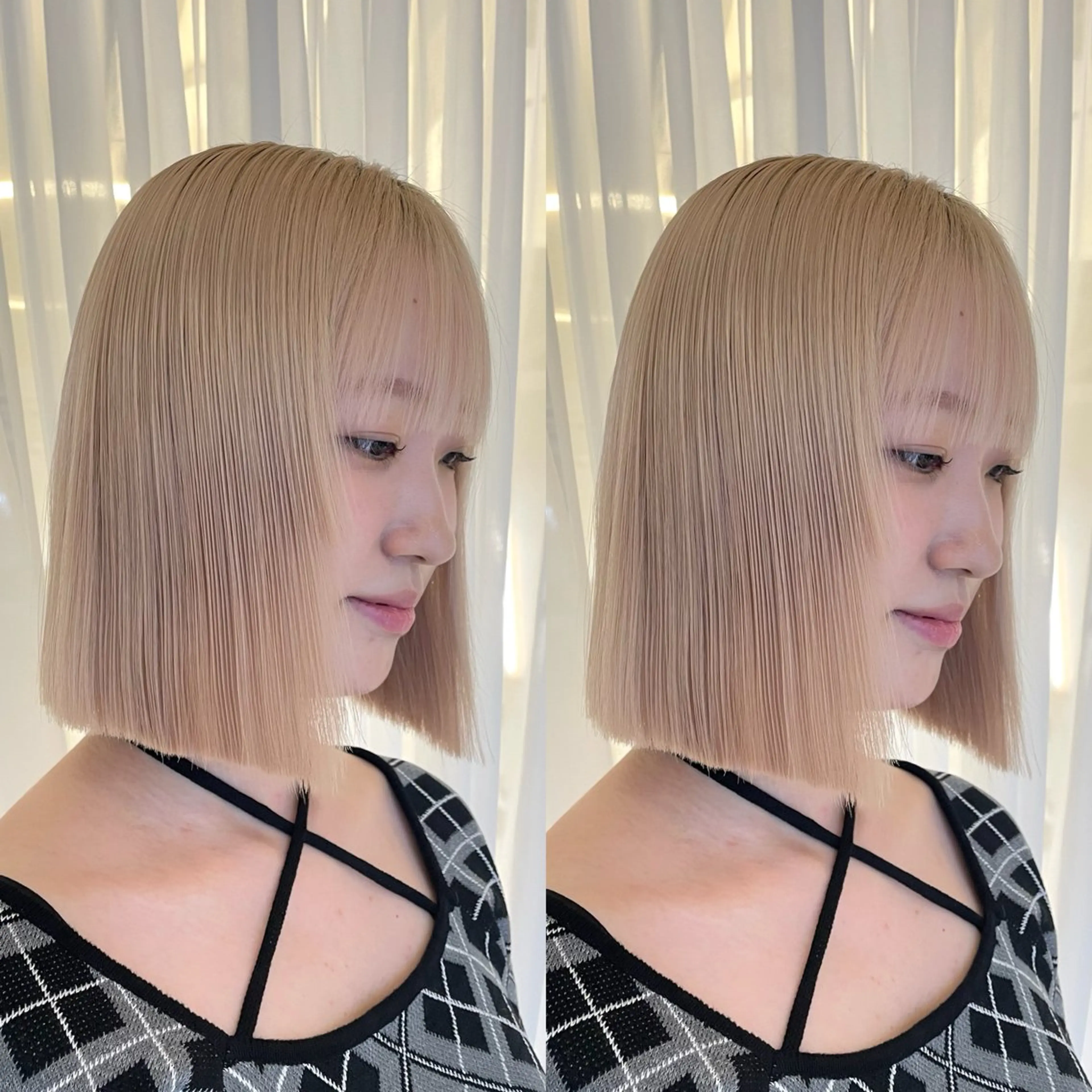 ショート カラー ベージュカラー ミルクティーベージュ ボブ ヘアカラー トリートメント ヘアセット ブリーチ無しダブル カラー🦕まどかのヘアスタイル