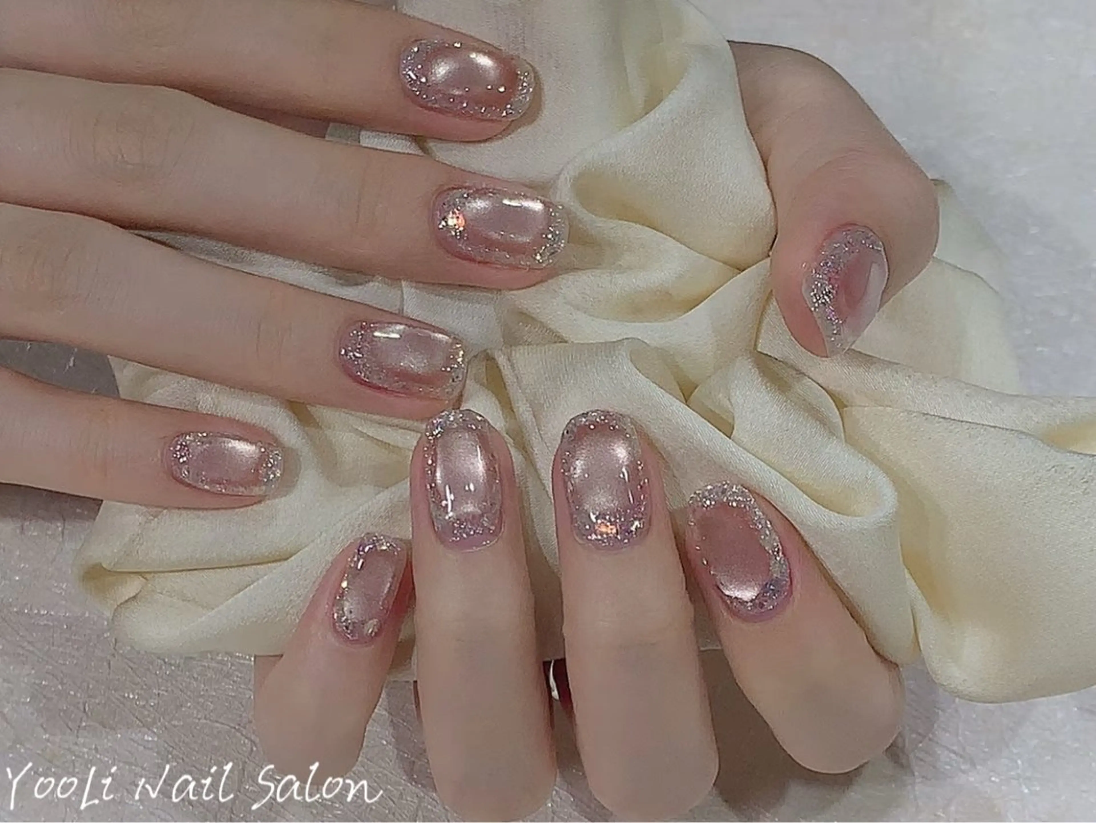 ネイル アートネイル オーロラネイル チークネイル フレンチネイル ガラスフレンチ ハンドネイル 🎀🎀YooLi Nail Salonのネイルデザイン