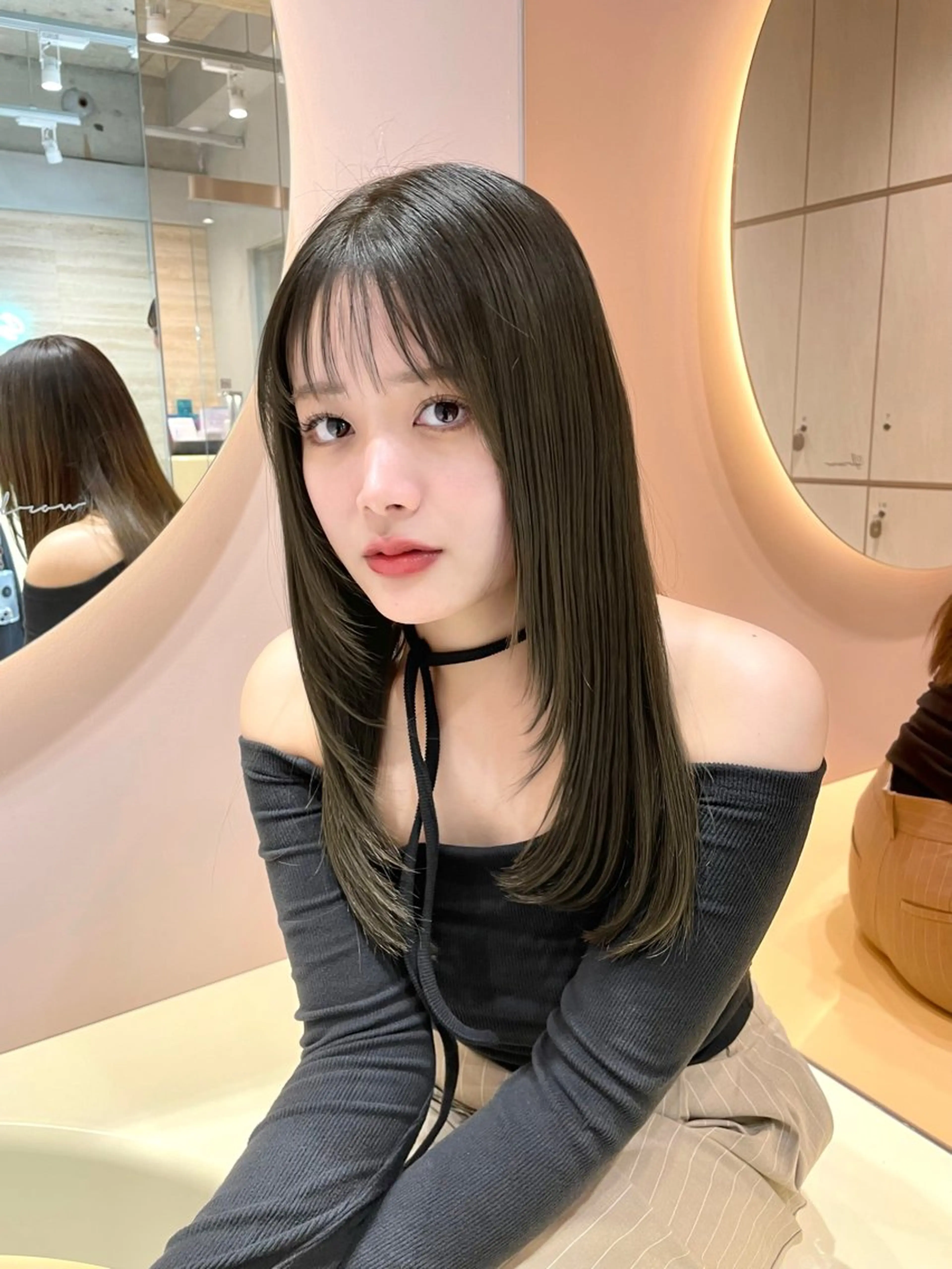 セミロング カラー 縮毛矯正ブリーチなし 🍒❤ゆうきのヘアスタイル