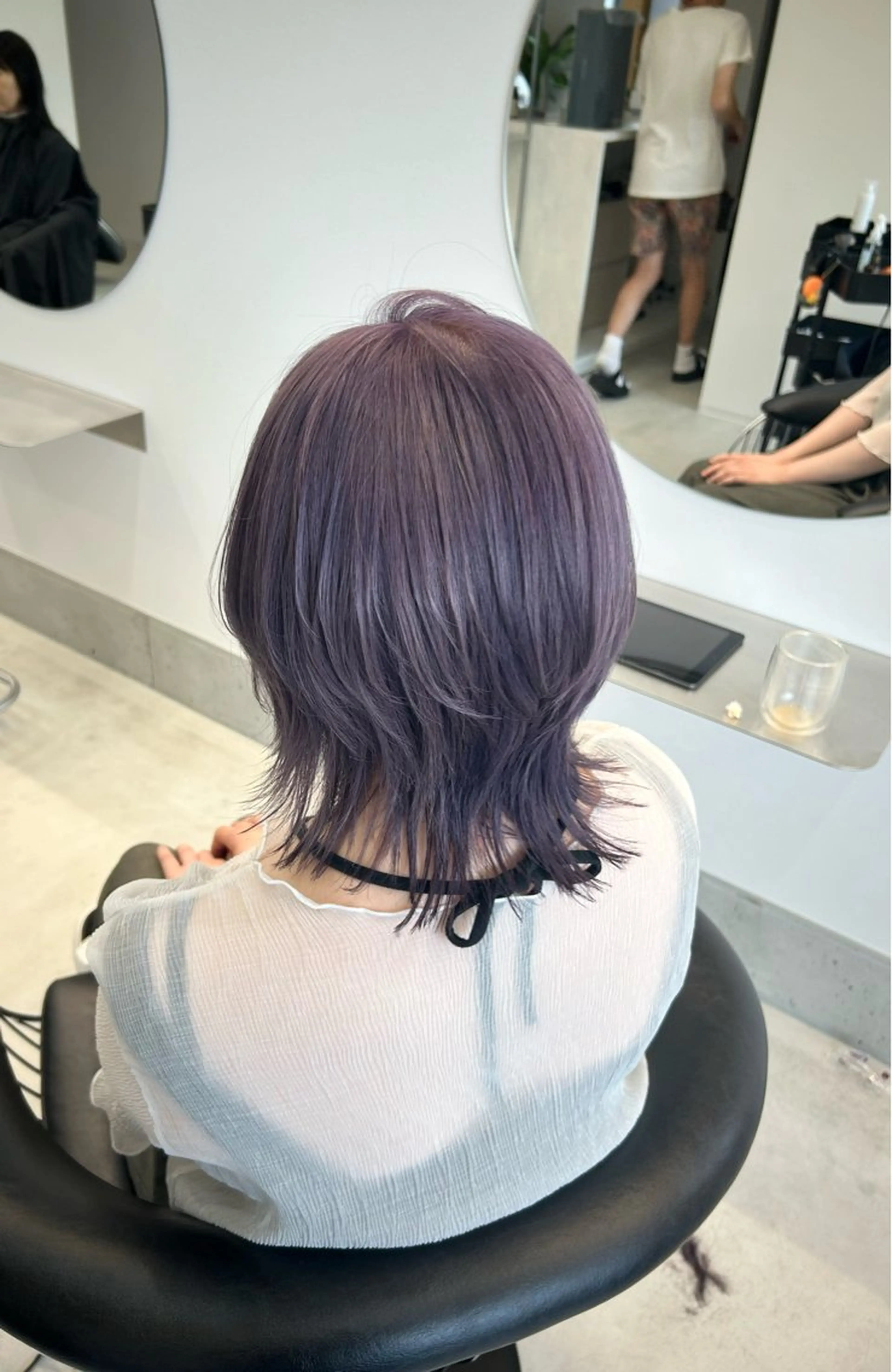 ミディアム カラー グレージュ ラベンダーカラー ラベンダーグレージュ ラベンダーグレー カット ヘアカラー En/ ひなたのヘアスタイル