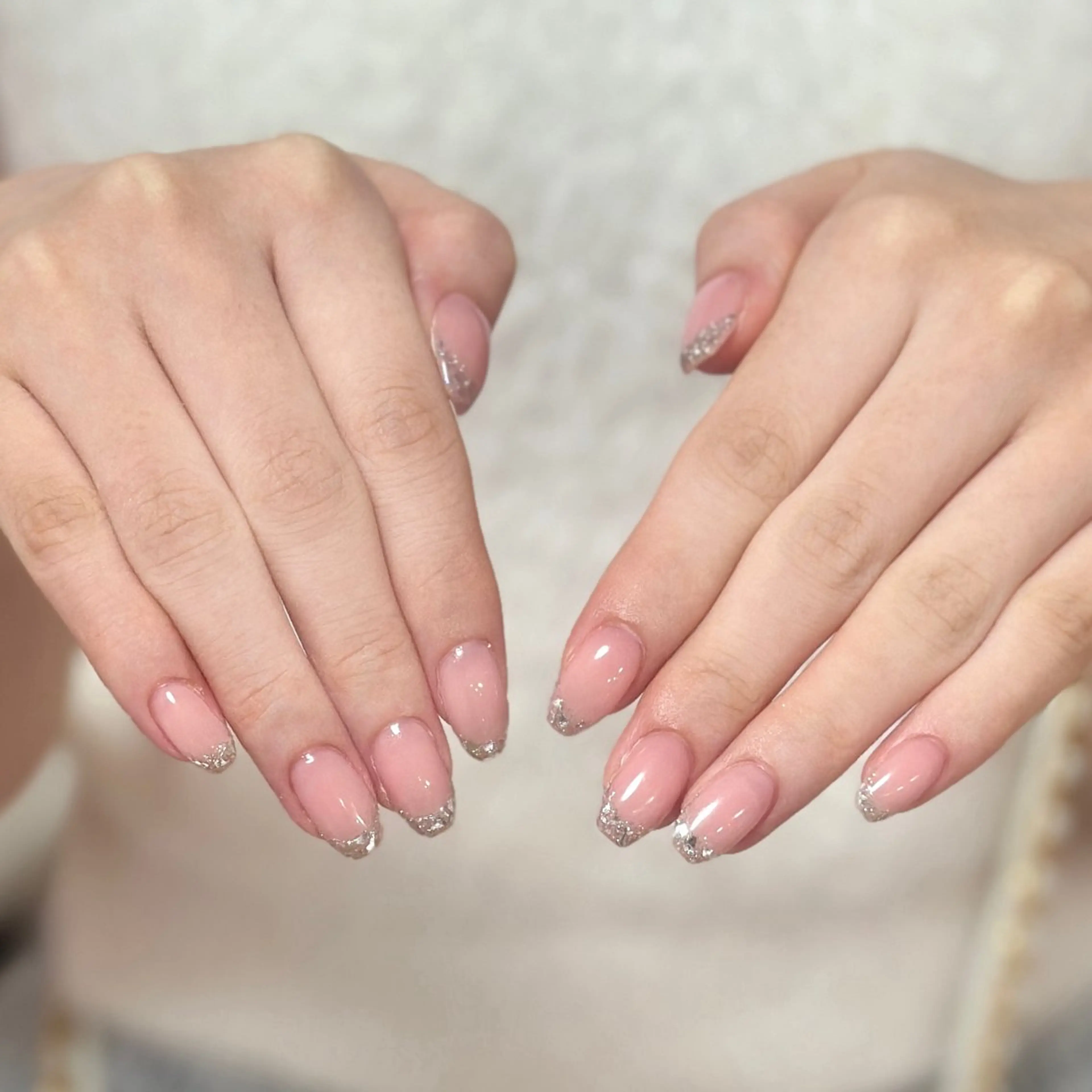 ネイル アートネイル オーロラネイル チークネイル フレンチネイル ガラスフレンチ 🎀YooLi Nail salonのネイルデザイン
