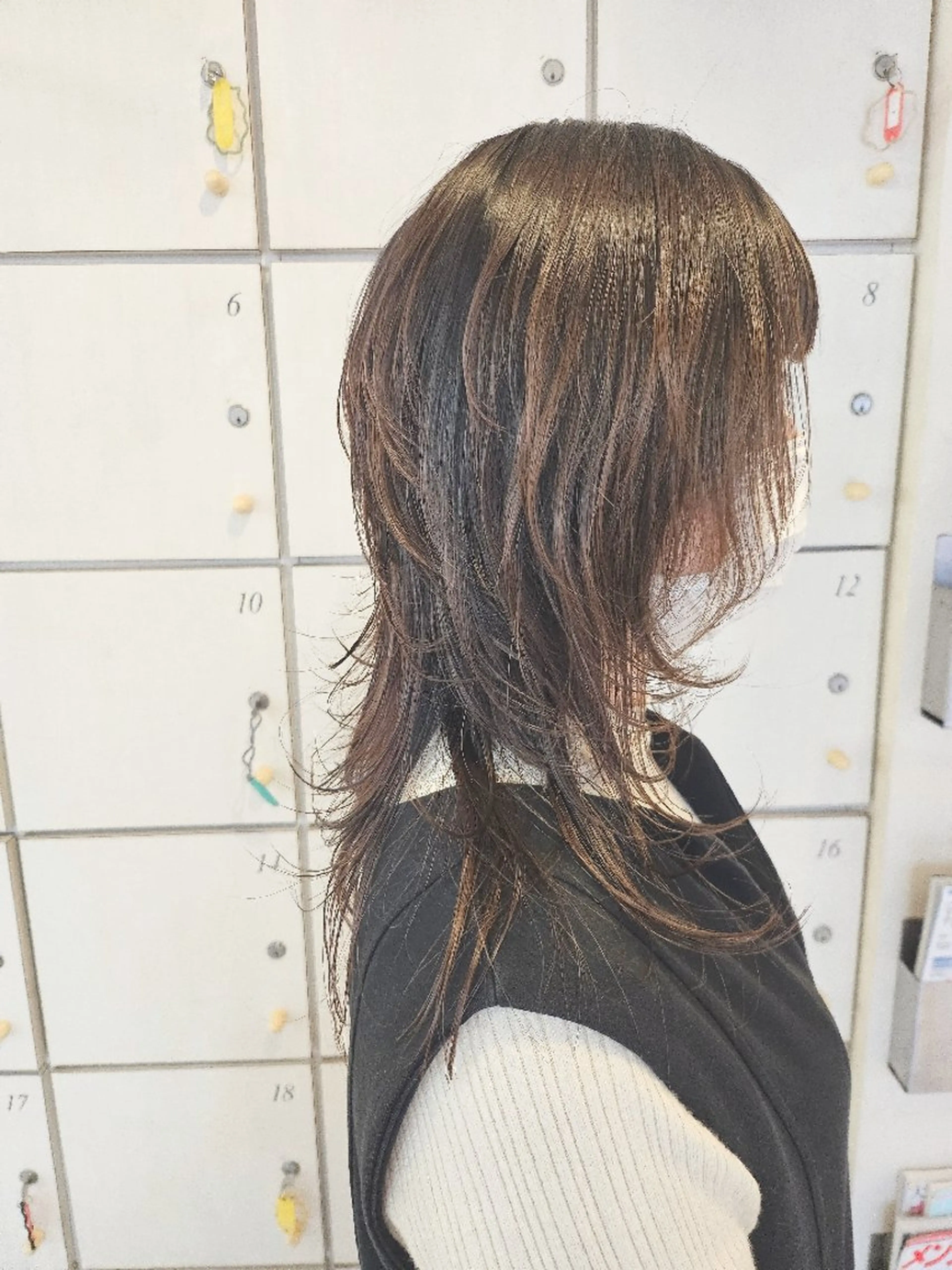 セミロング ハイレイヤー レイヤーカット カット 岡田 奈々のヘアスタイル