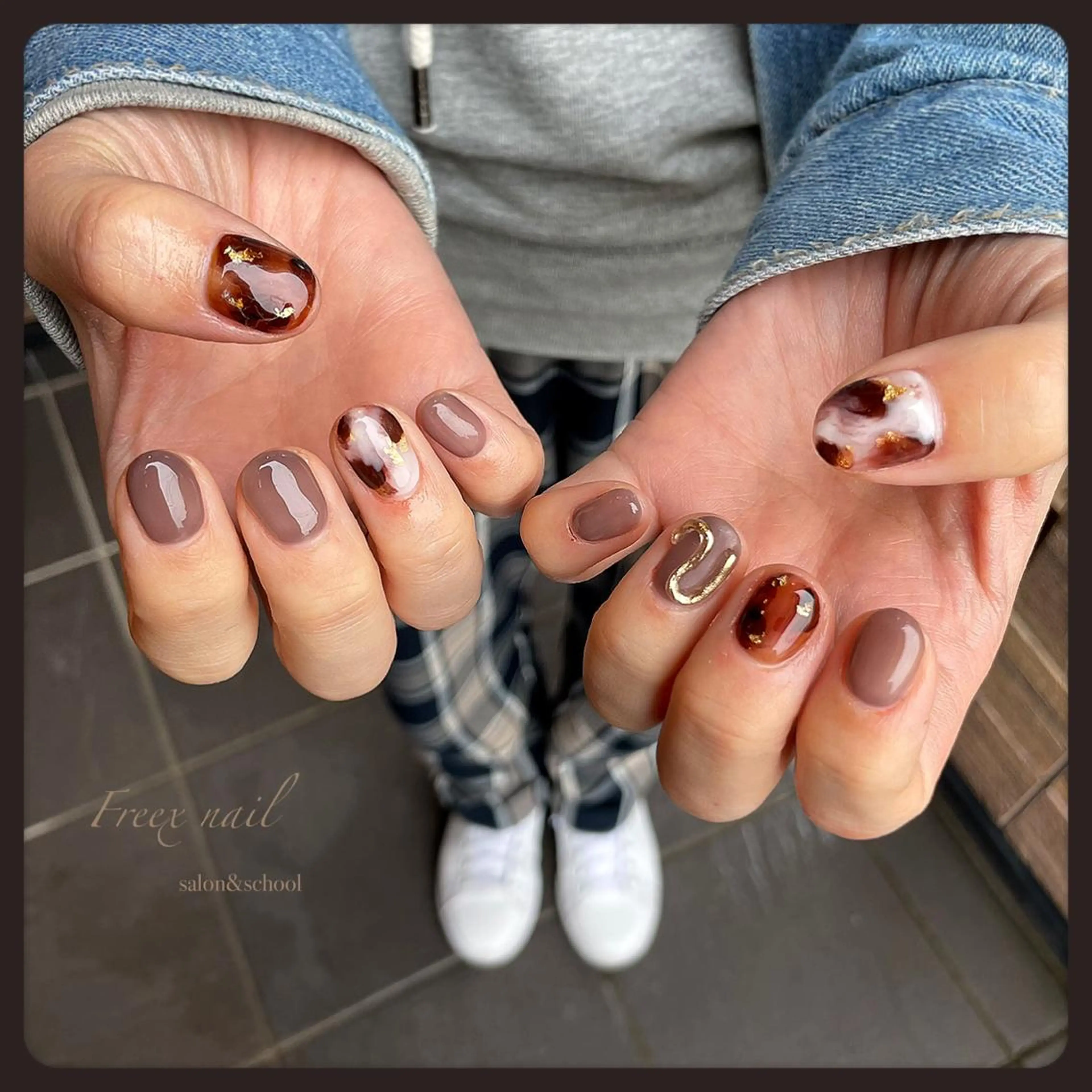 ネイル べっ甲ネイル ハンドネイル ハンドケア freex nail /ニュアンス/個性派のネイルデザイン