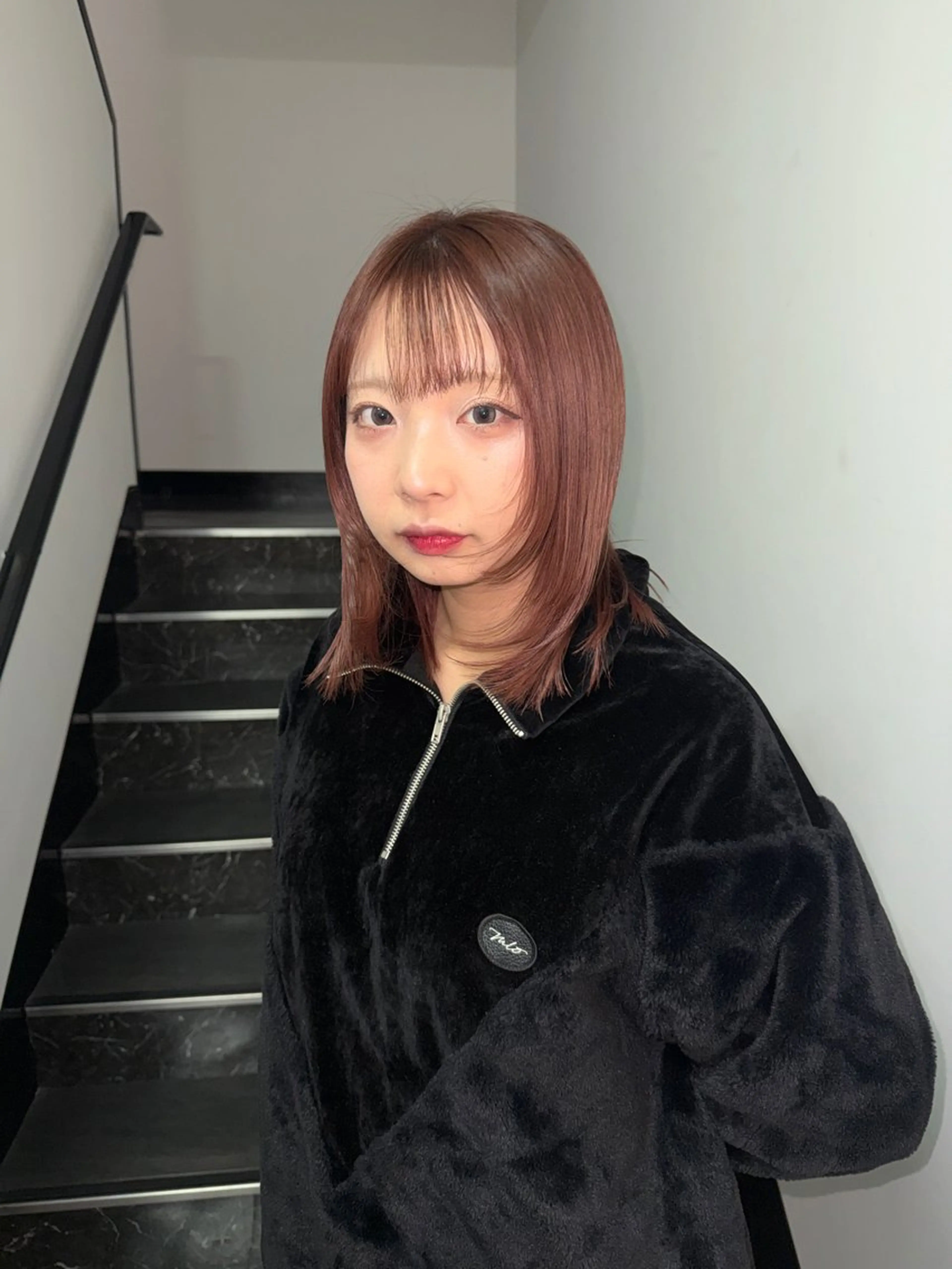 ミディアム 顔周りカット レイヤーカット カット ヘアカラー トリートメント SHIORI/ ベージュカラー/ボブのヘアスタイル