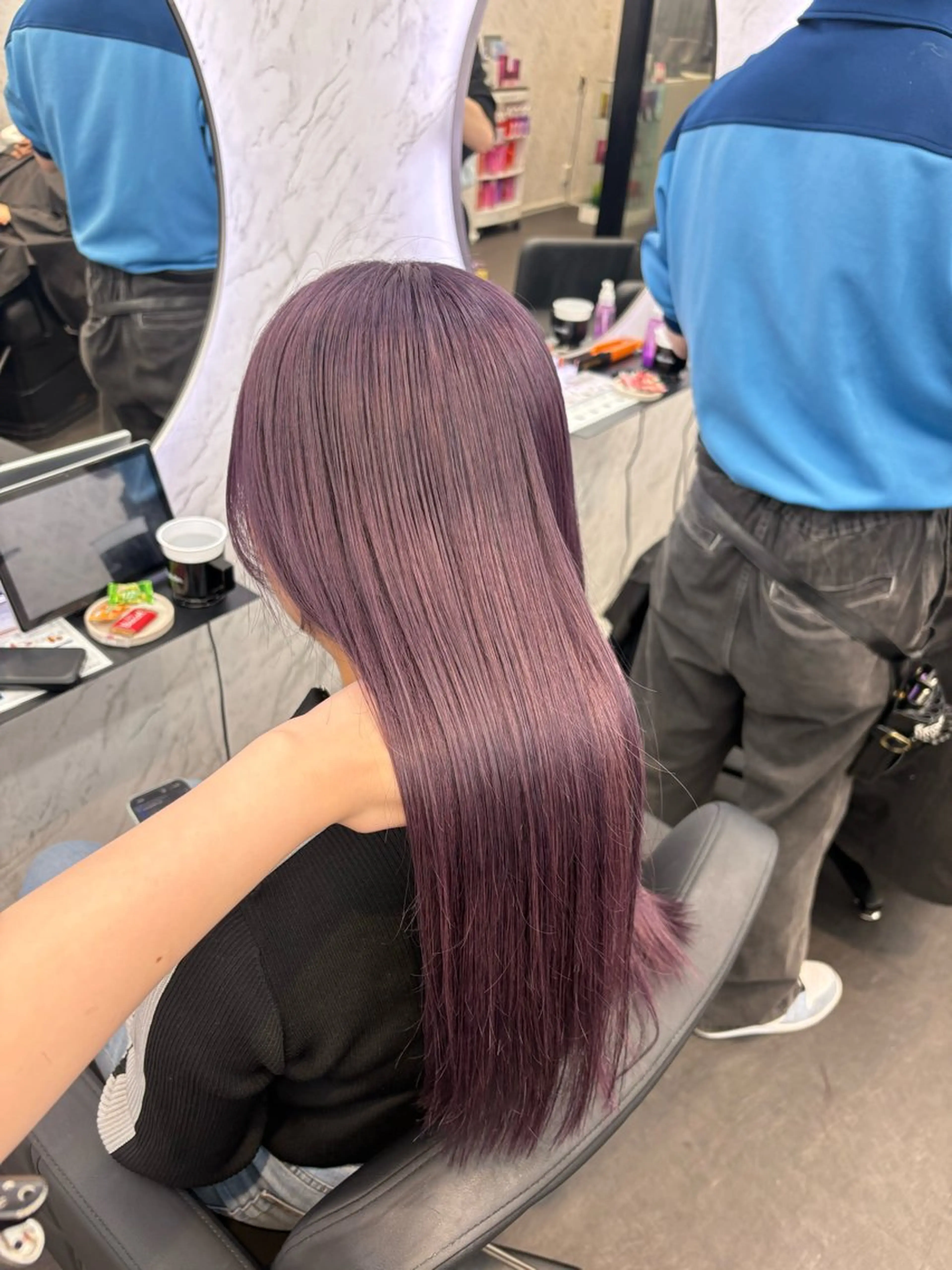 ロング カラー ラベンダーカラー ラベンダーピンク ピンクカラー カット ヘアカラー 韓国ヘア🎀 /♡𝓝𝓸𝓪♡のヘアスタイル