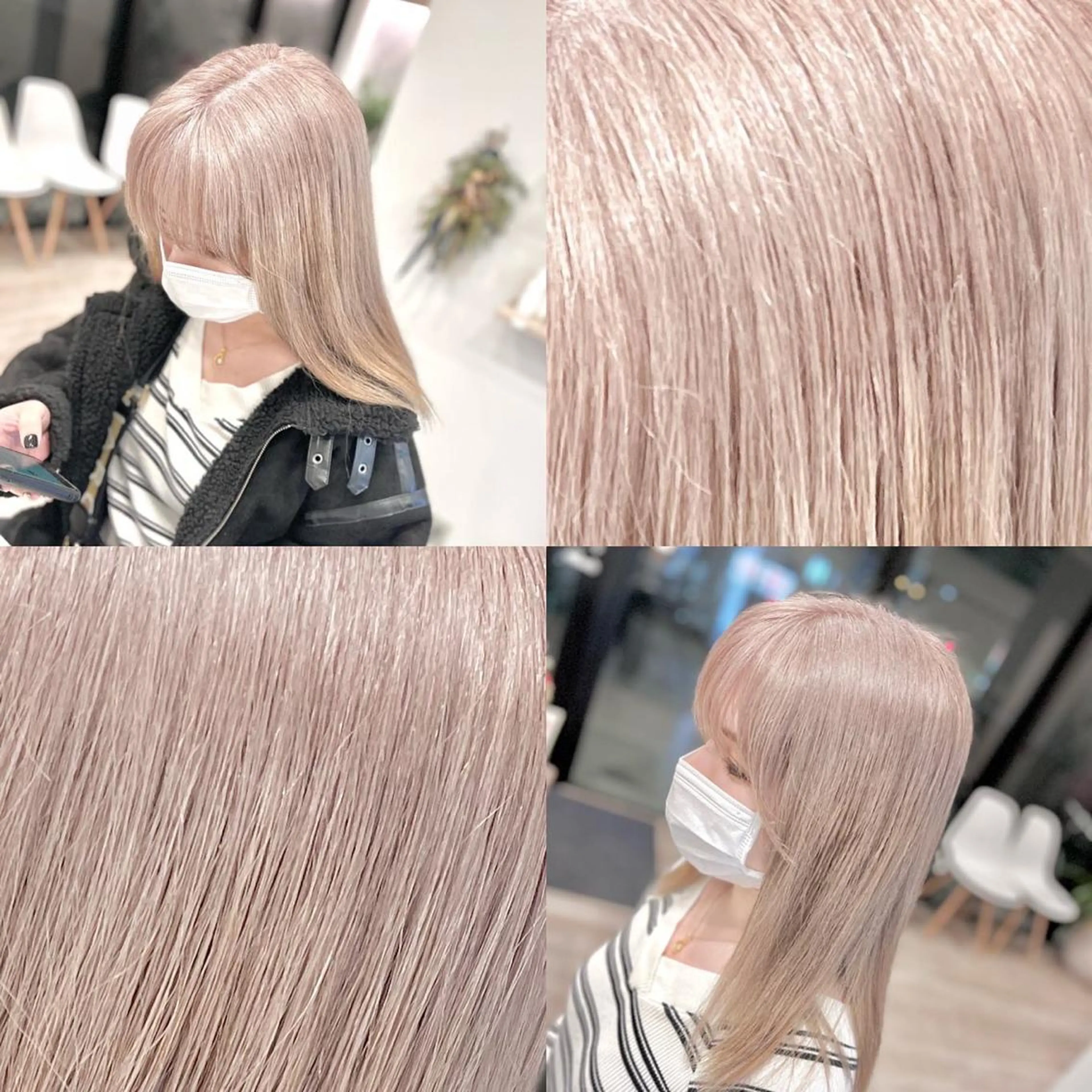 ミディアム ヘアカラー ブリーチ毛に縮毛矯正 ✨カラー✨山田 正幸のヘアスタイル