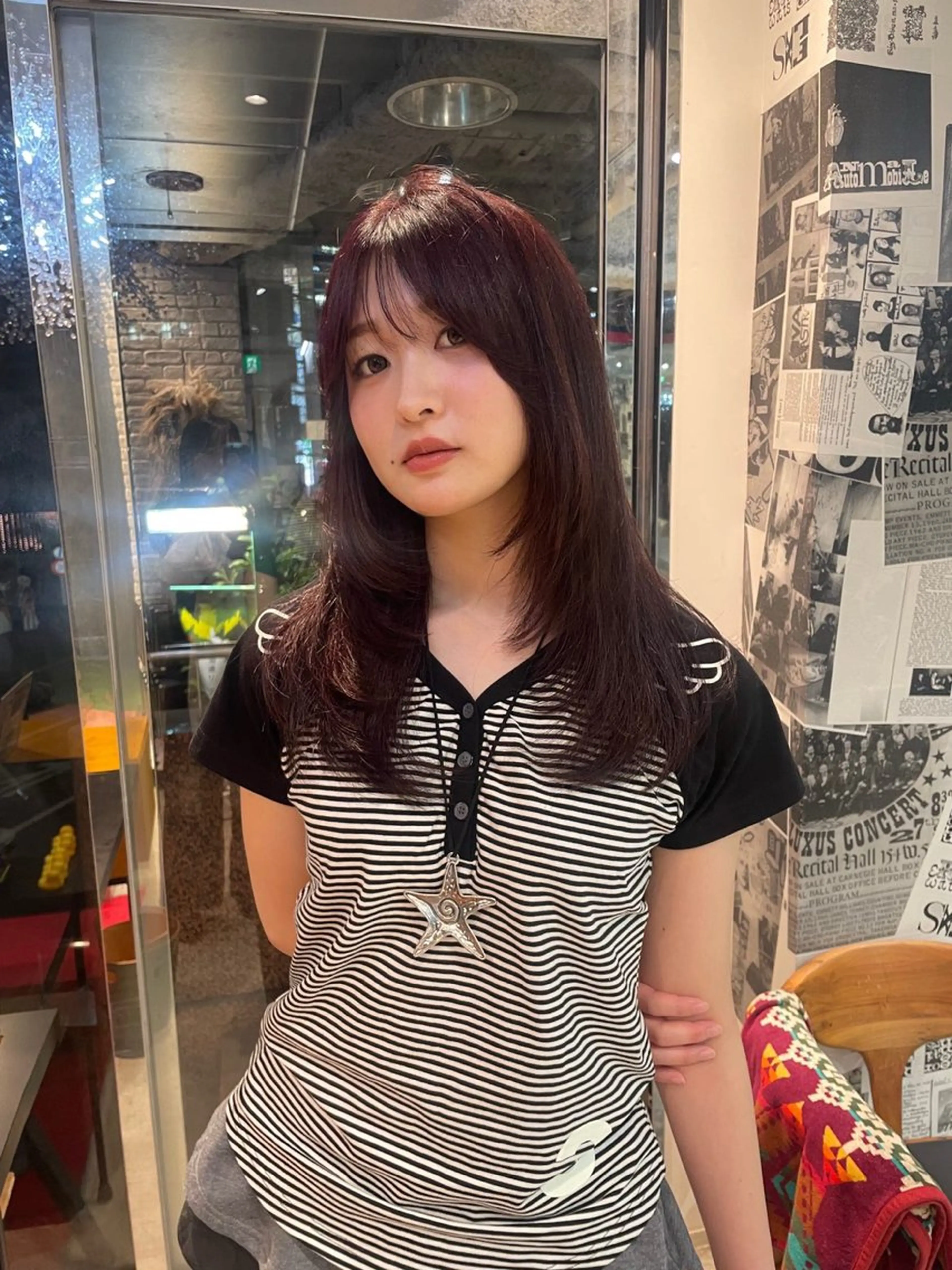 ロング カラー パープルカラー レッドカラー レイヤーカット fifth_ 海空 mikuのヘアスタイル