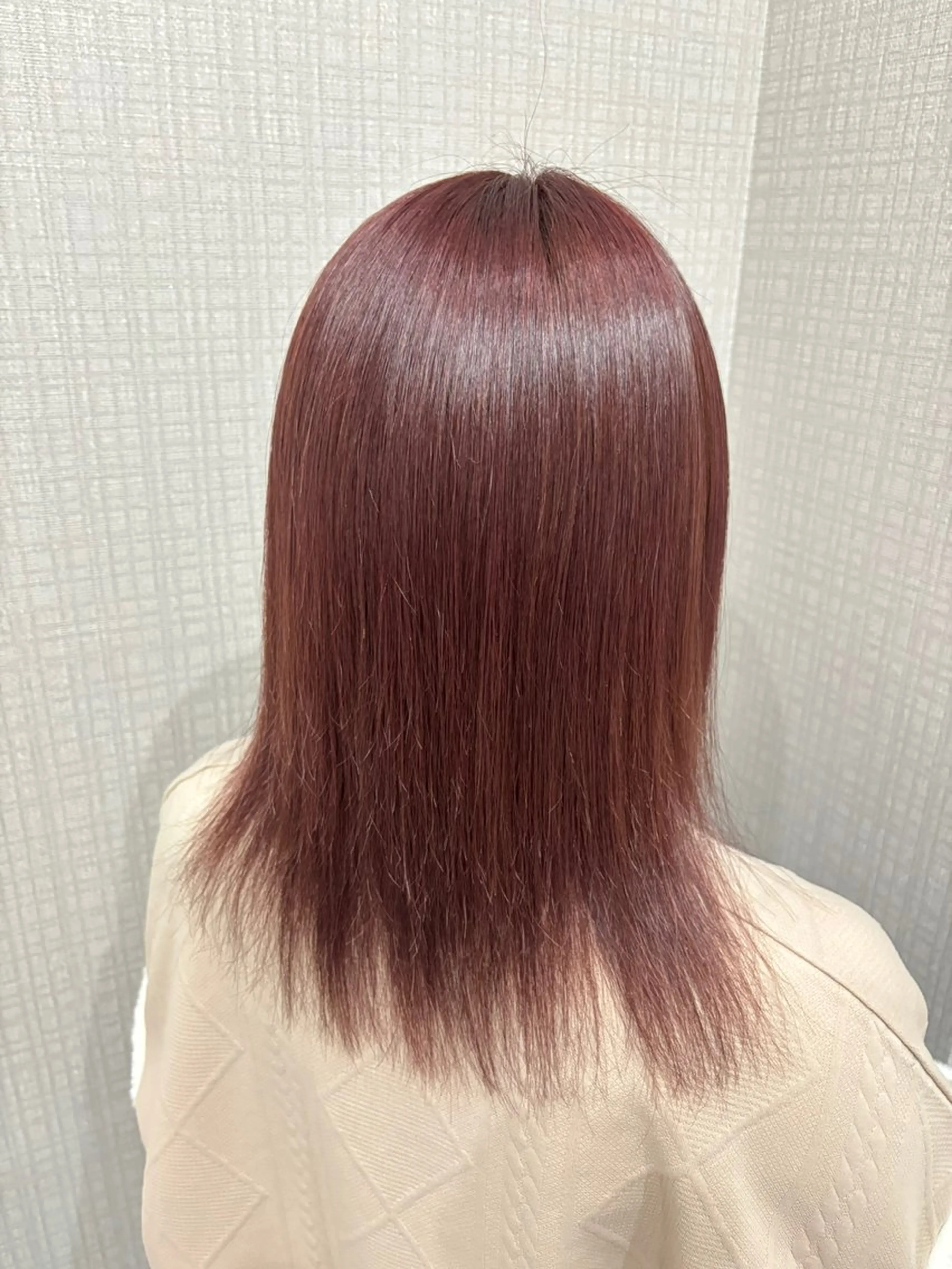 セミロング カラー ブリーチ ブリーチなしカラー ピンクカラー 完全個室Runeゆき ななみのヘアスタイル