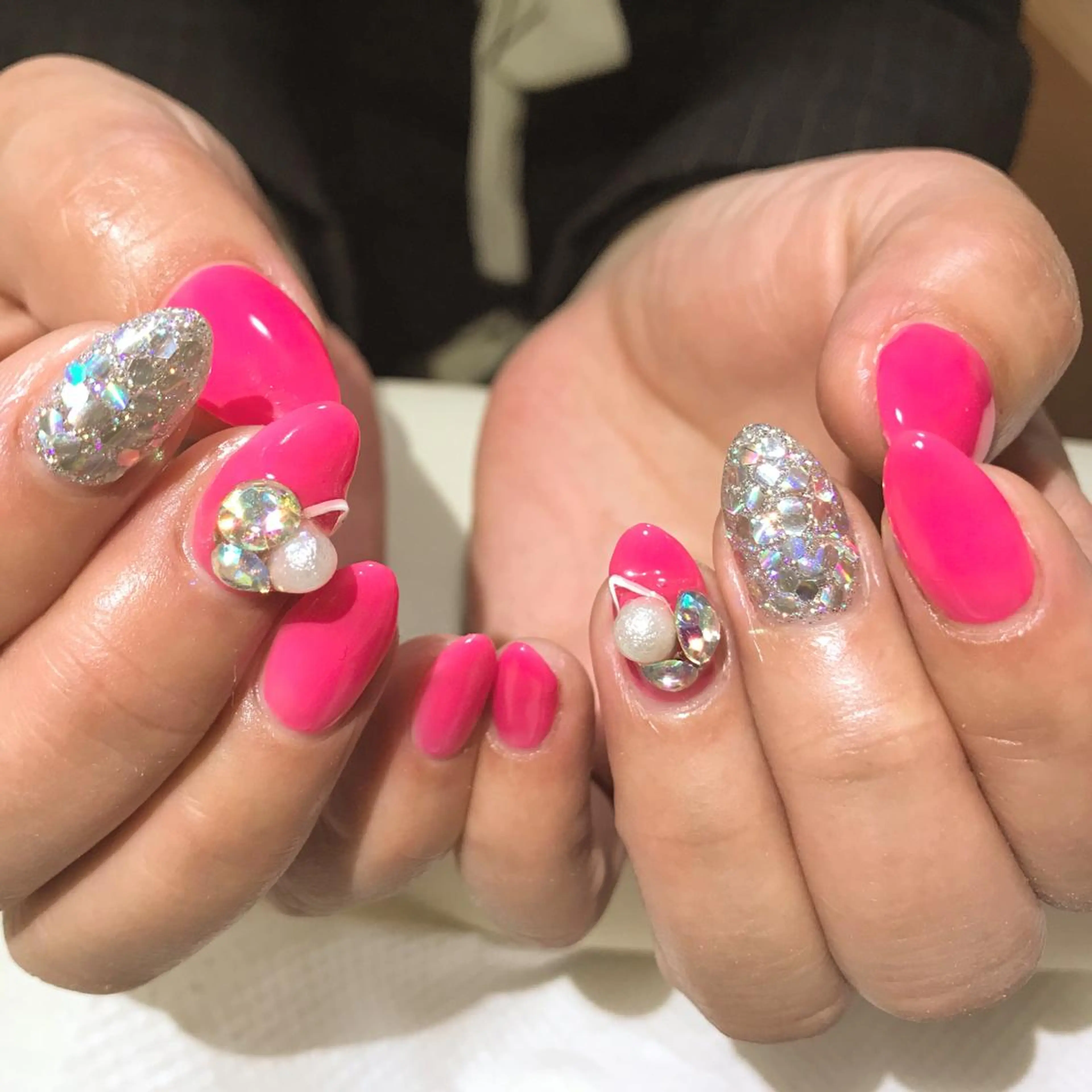 ネイル フットネイル キラキラネイル ピンク シンプルネイル 春ネイル nail fufla ♡yamane♡のネイルデザイン