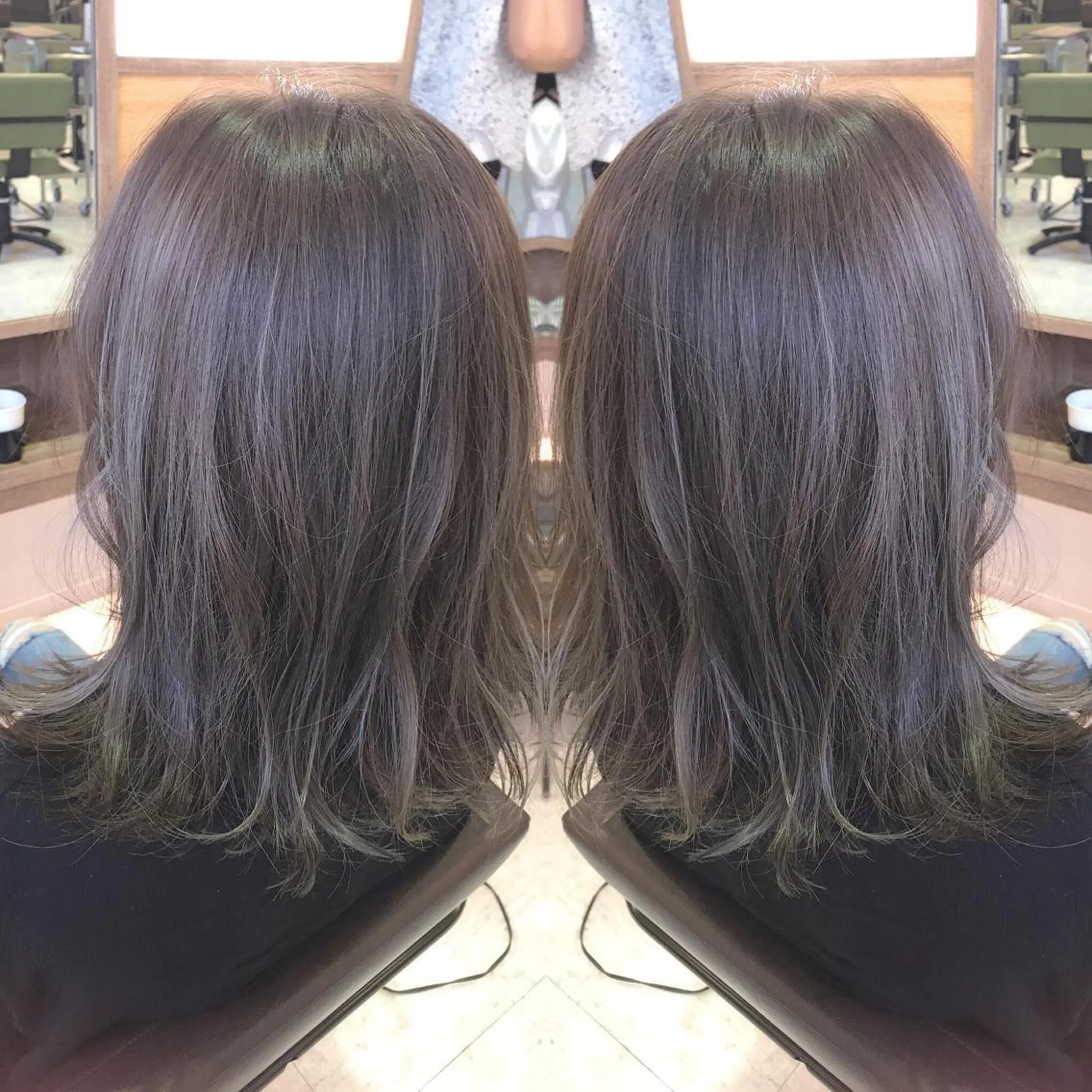 セミロング カラー グレージュ ハイライトカラー ハイライト 青木 茂樹⭐️ 透明感カラーのヘアスタイル