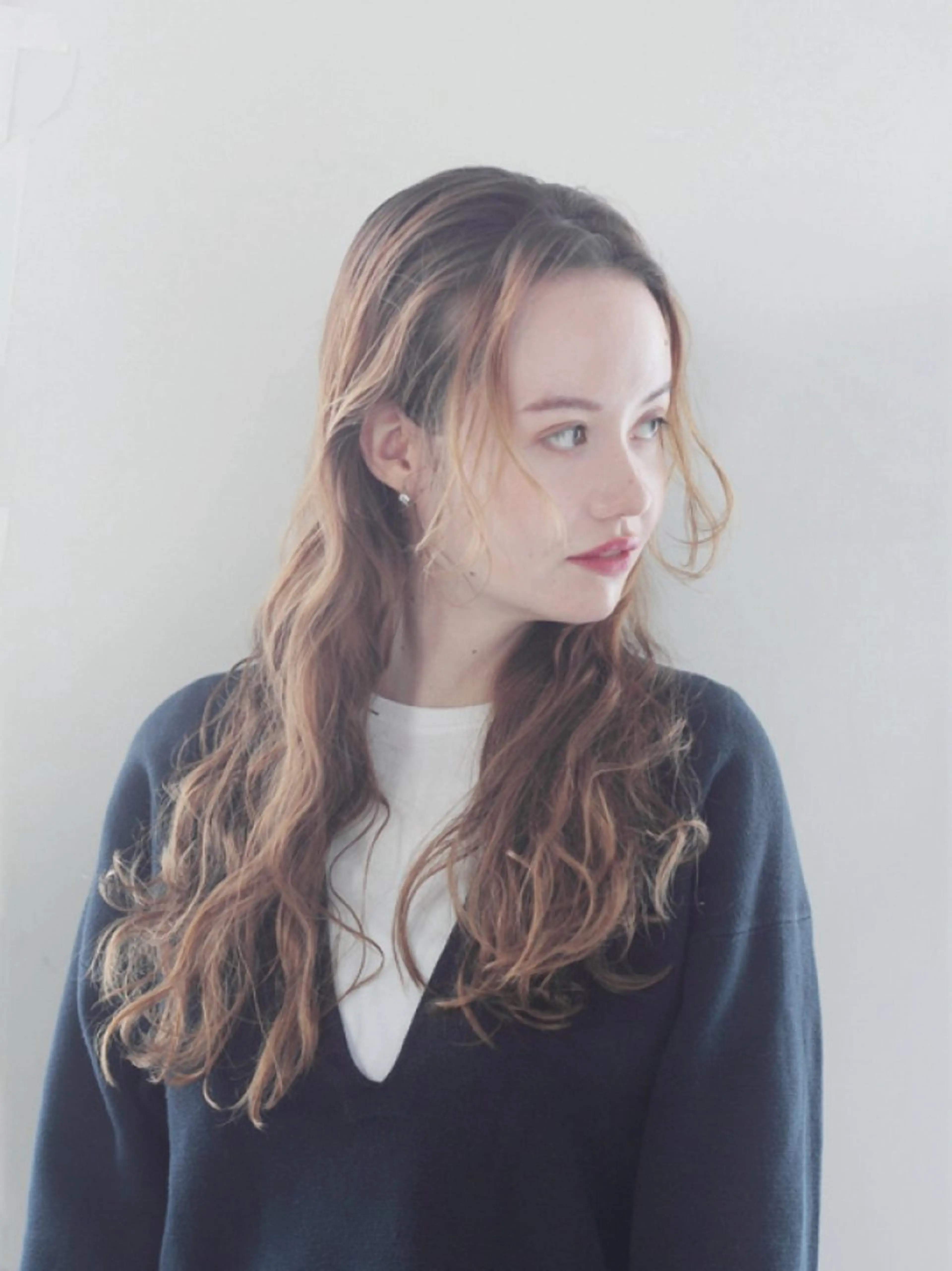 ロング 縮毛矯正×髪質改善 カラー×クロスパーマのヘアスタイル