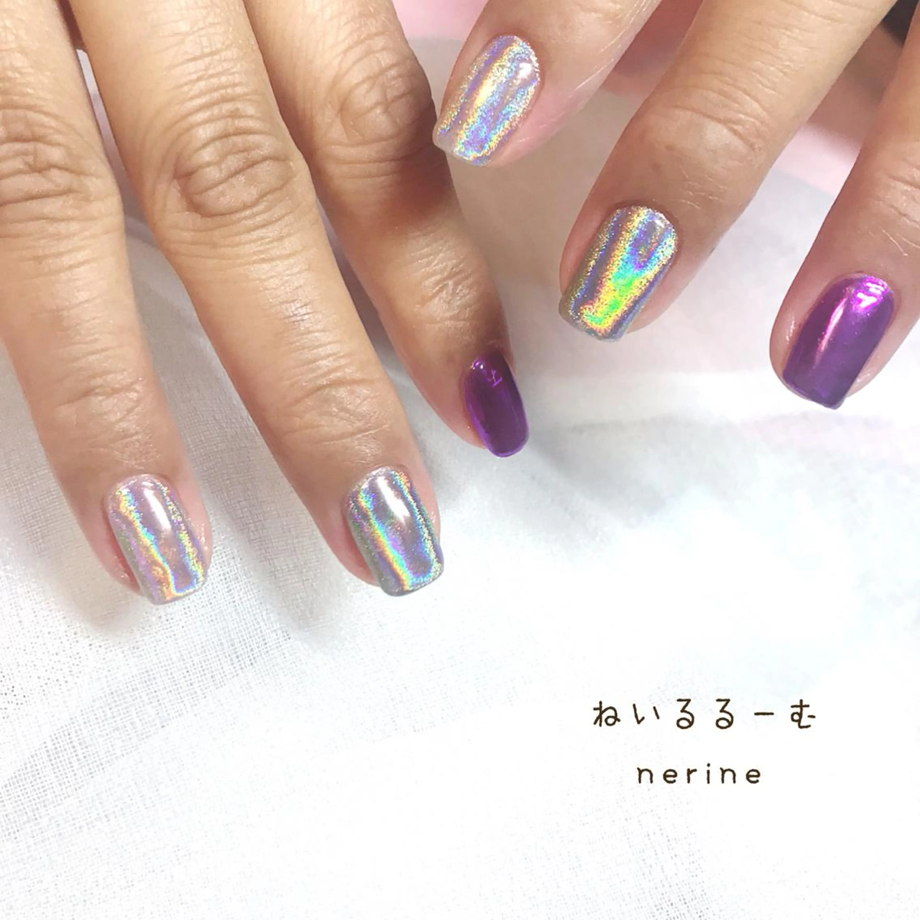 ネイル ミラーネイル パープル NAILST Naomiのネイルデザイン
