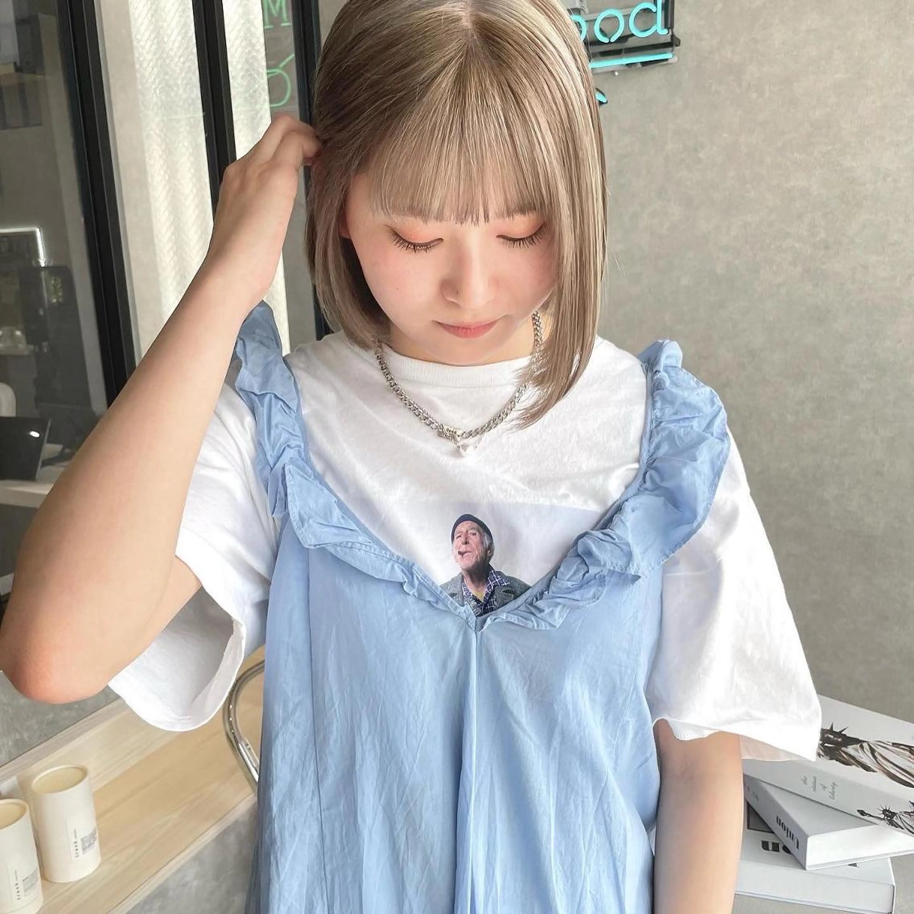 ショート ハイライト 髪質改善 河原 亮のヘアスタイル