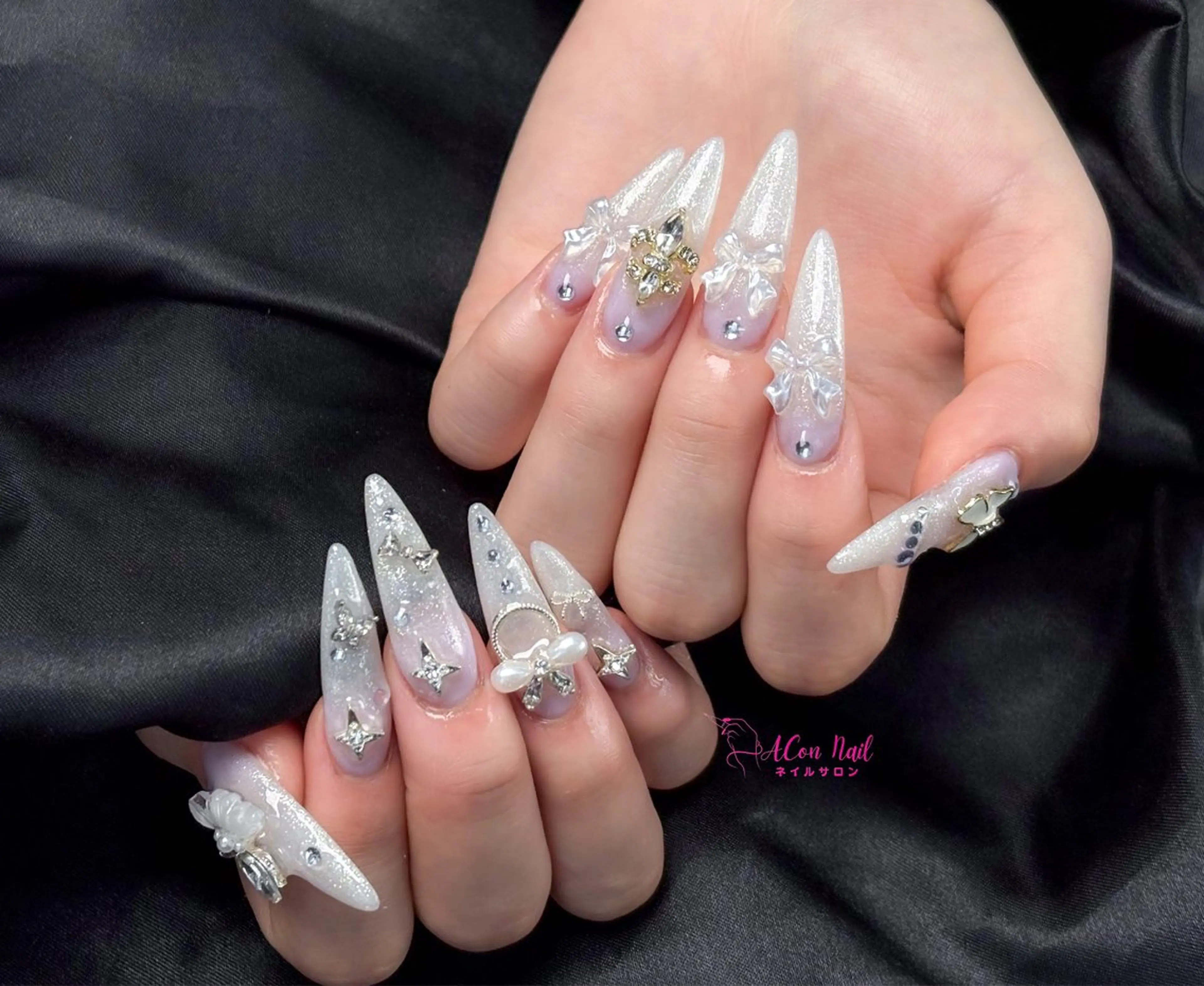 ネイル 桜ネイル 長さ出し フラワーネイル フレンチネイル ジェルネイル ハンドネイル ACon NailSalonのネイルデザイン