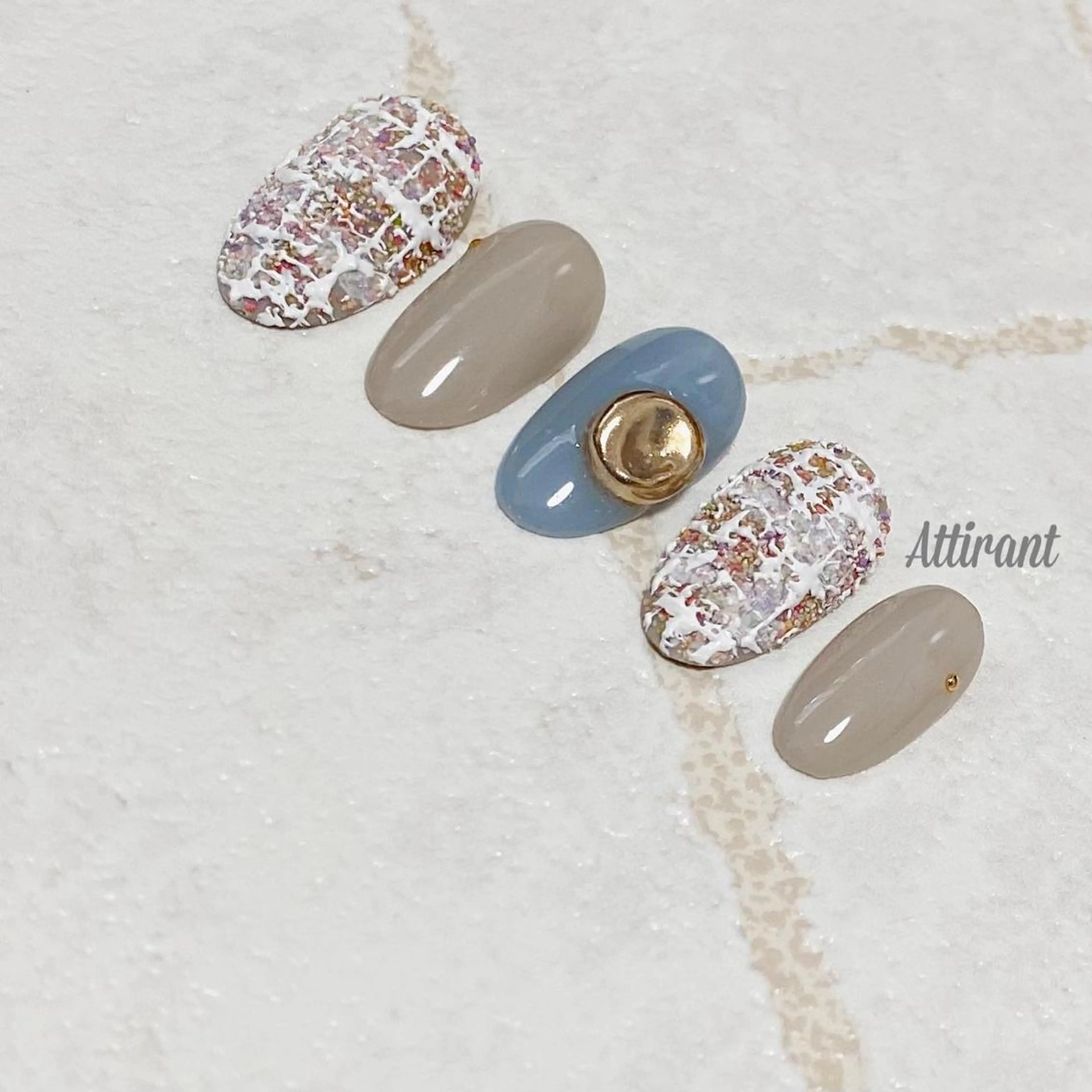 ネイル ツイードネイル ハンドネイル ネイルサロン アティロン所属・ネイルサロン アティロンのネイルデザイン