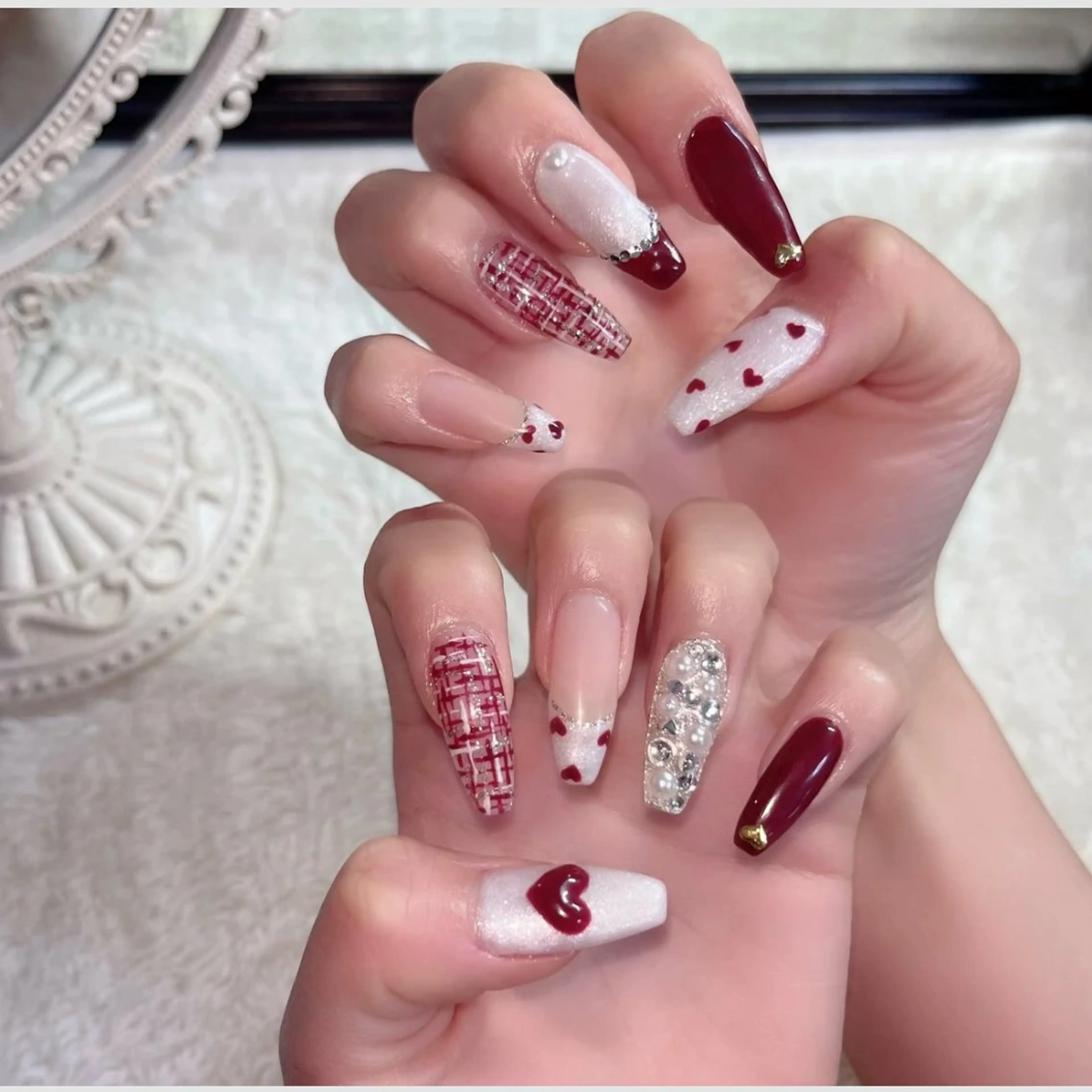 ネイル 韓国ネイル 赤色 シンプルネイル ワンホンネイル 🩵池袋heart nail🩵のネイルデザイン