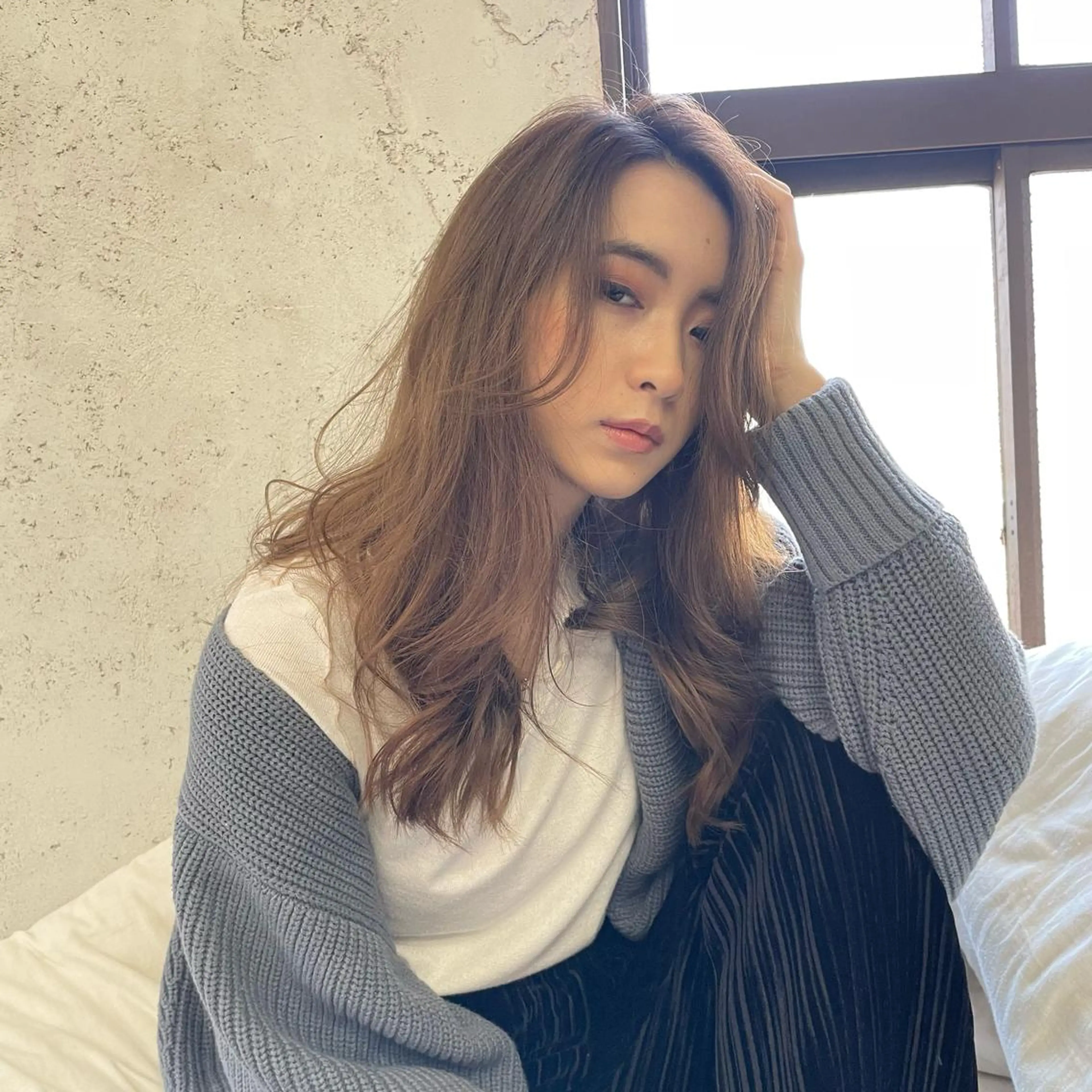 セミロング カット ヘアカラー トリートメント 小顔カット✨ 透明感カラー/村上のヘアスタイル