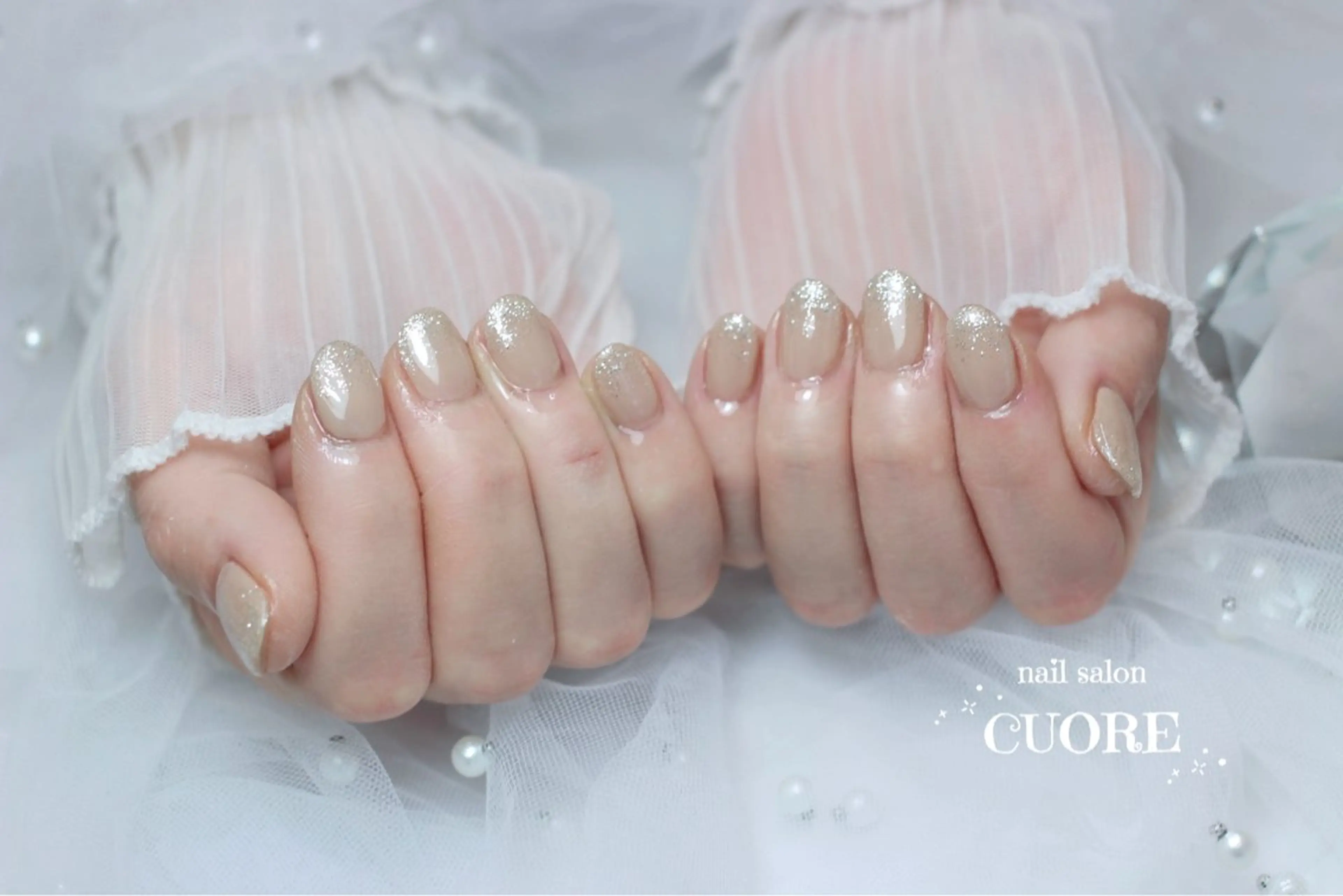 ネイル グラデーション ラメ(グリッター) ラメグラデーション オフィスネイル シンプルネイル ハンドネイル nail salon CUOREのネイルデザイン