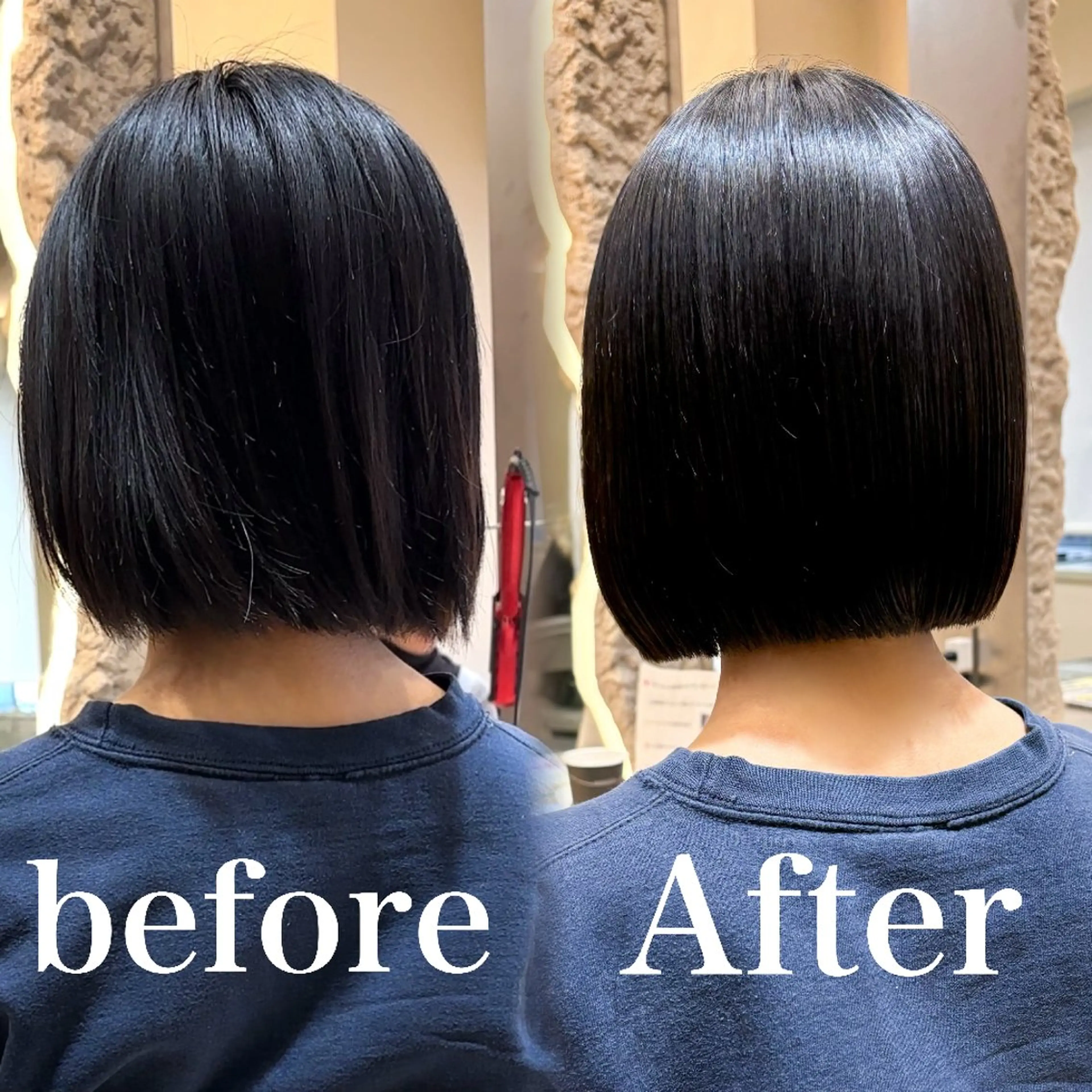 ミディアム カット 縮毛矯正 トリートメント ❣️韓国/ボブ /レイヤー/社のヘアスタイル