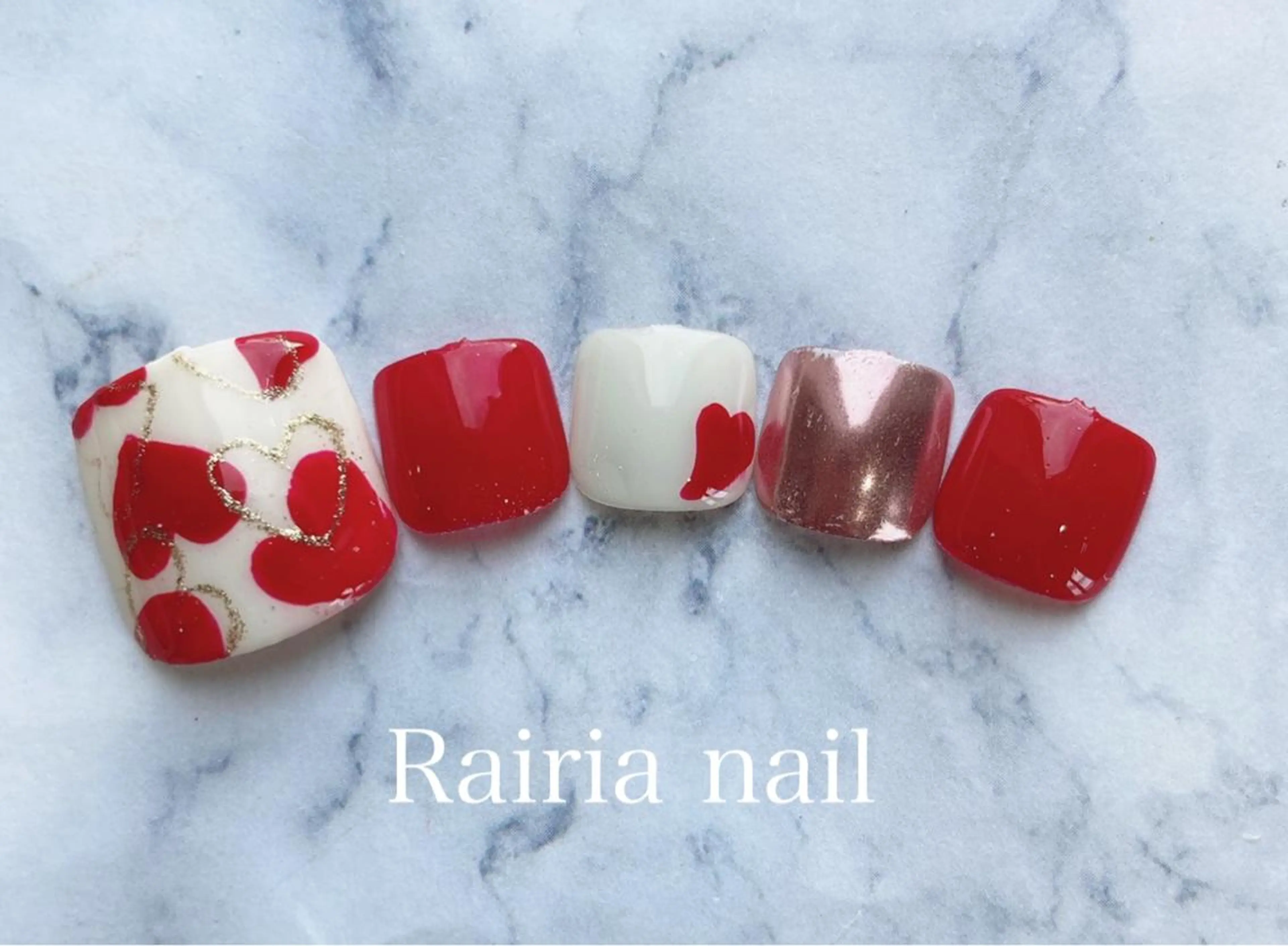 ネイル アートネイル ジェルネイル パラジェル バレンタイン 冬ネイル Rairia nail本八幡店のネイルデザイン