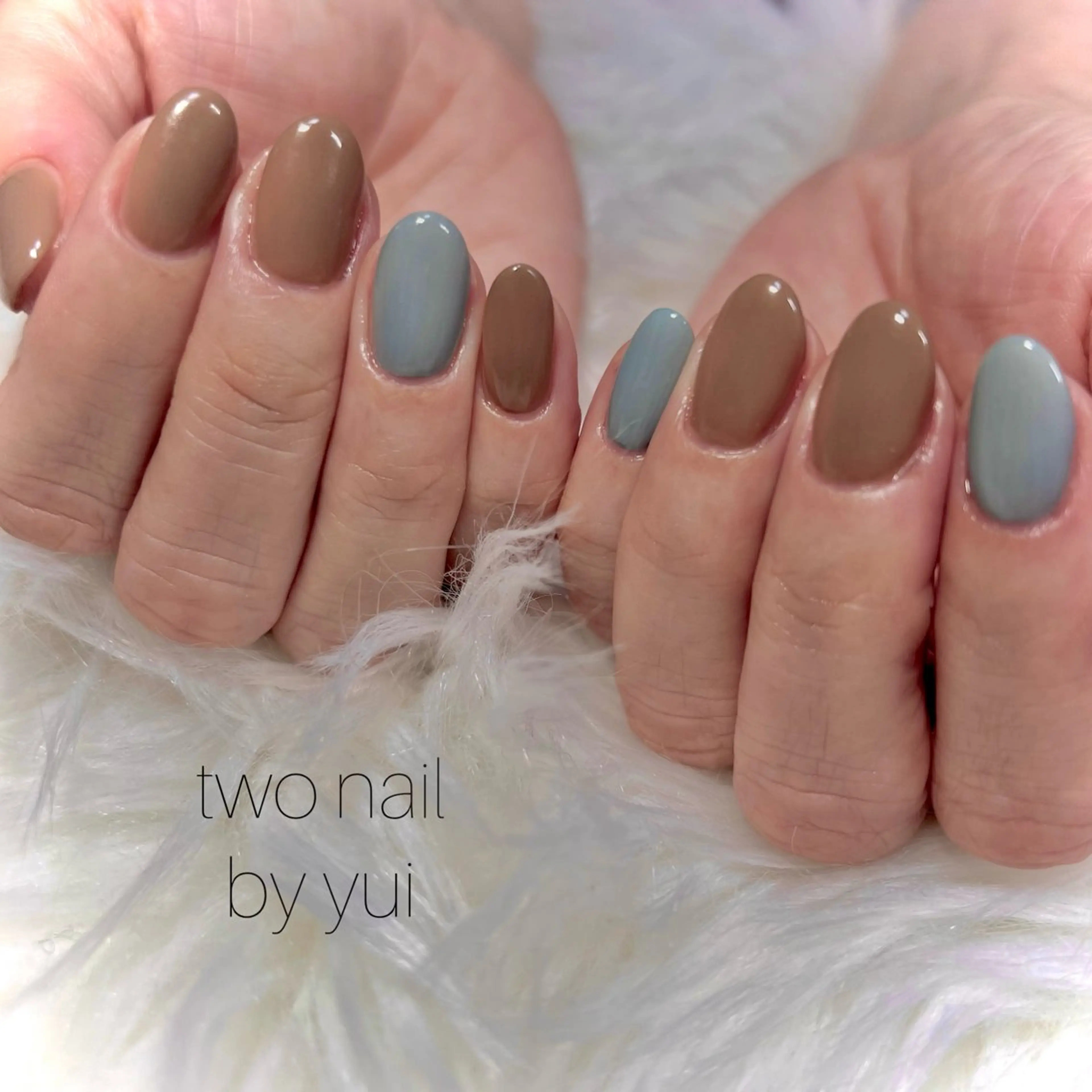 ネイル ブラウン ネイルチップ ホワイト ハンドネイル two nailのネイルデザイン