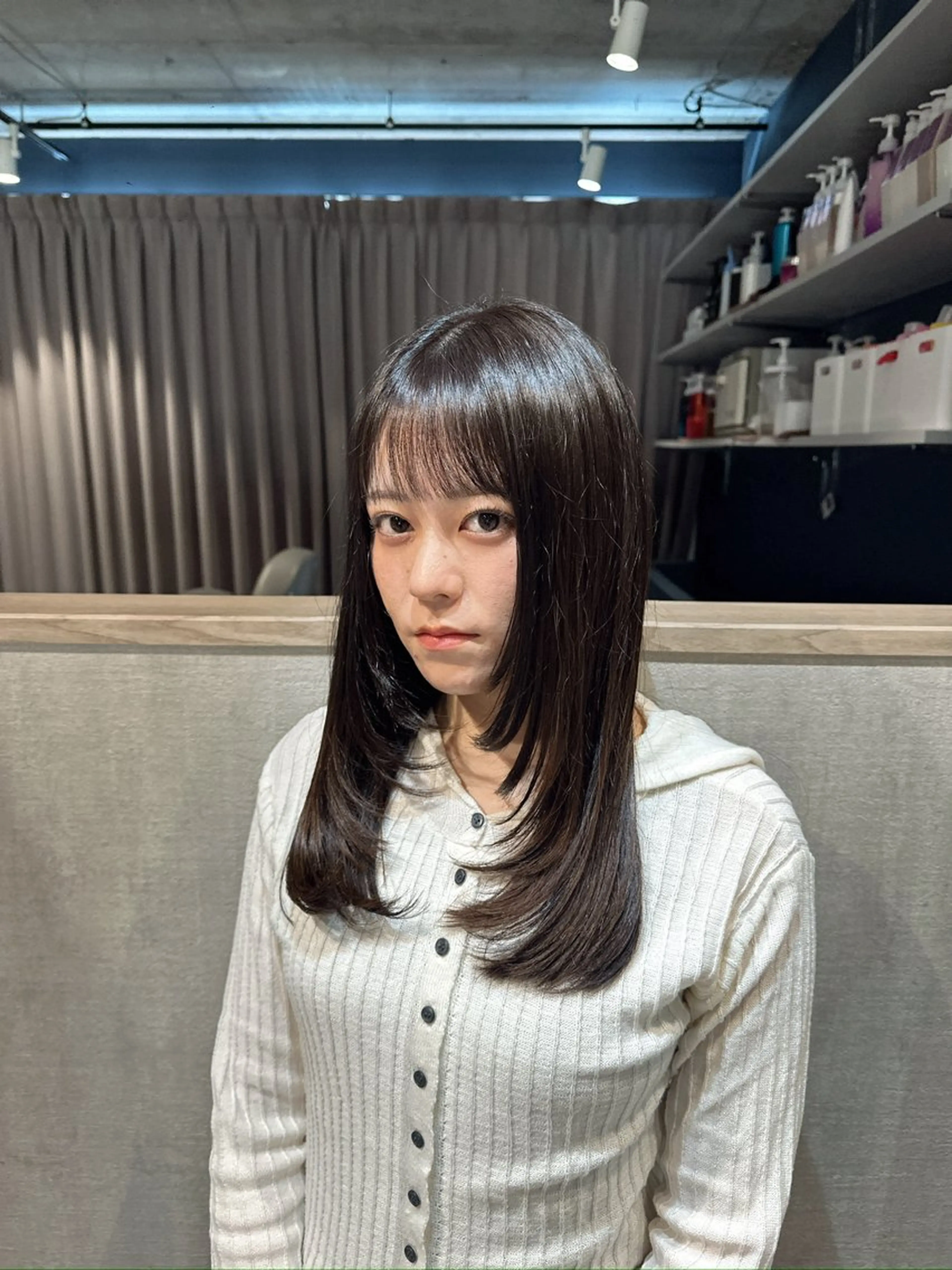 セミロング カラー 顔まわりレイヤー 顔周りカット レイヤーカット EnBlesS/ otohaのヘアスタイル