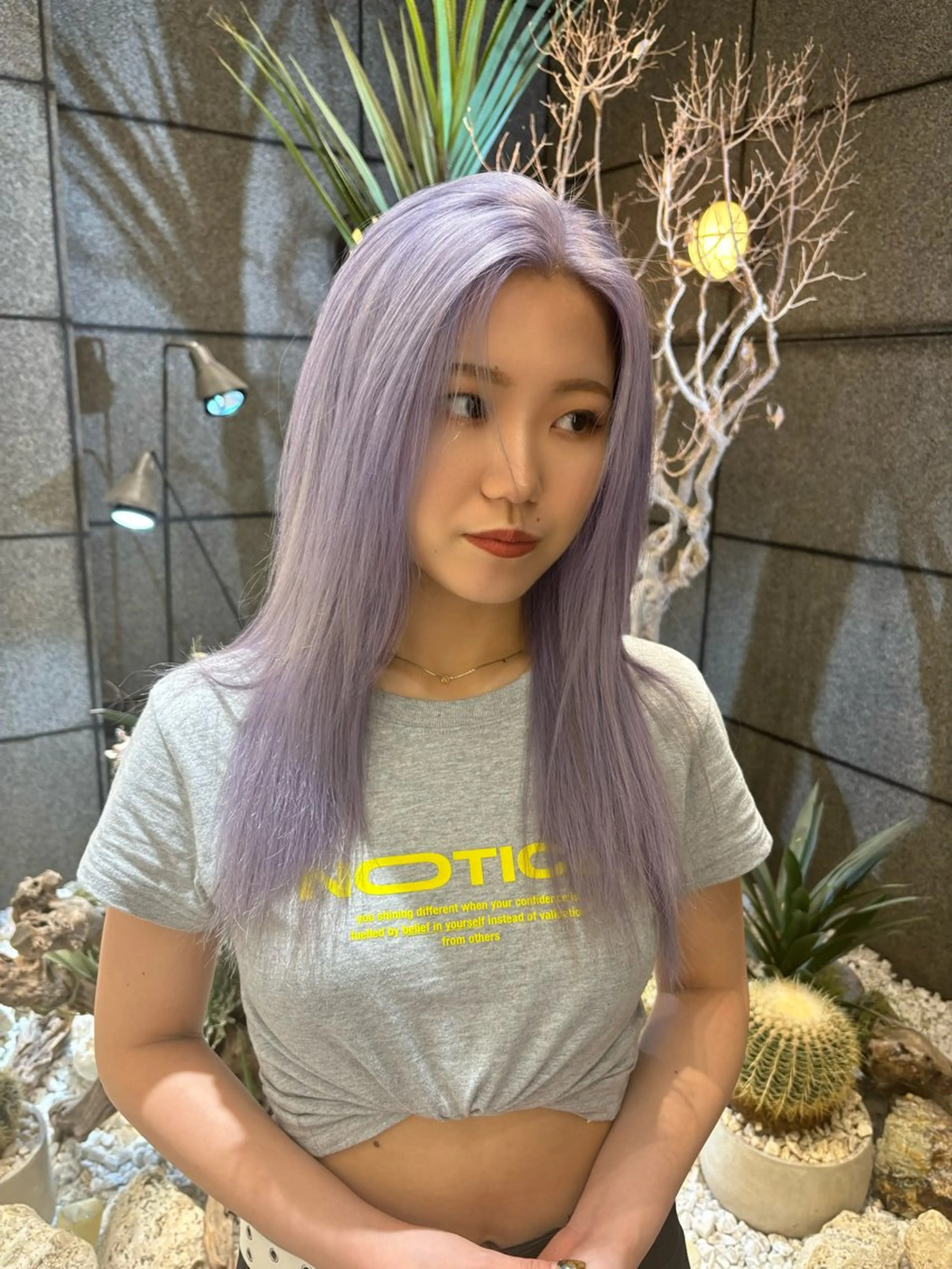 セミロング カラー ラベンダーカラー ラベンダーグレー ヘアカラー 🥇メンズパーマ /縮毛矯正/木村神心のヘアスタイル