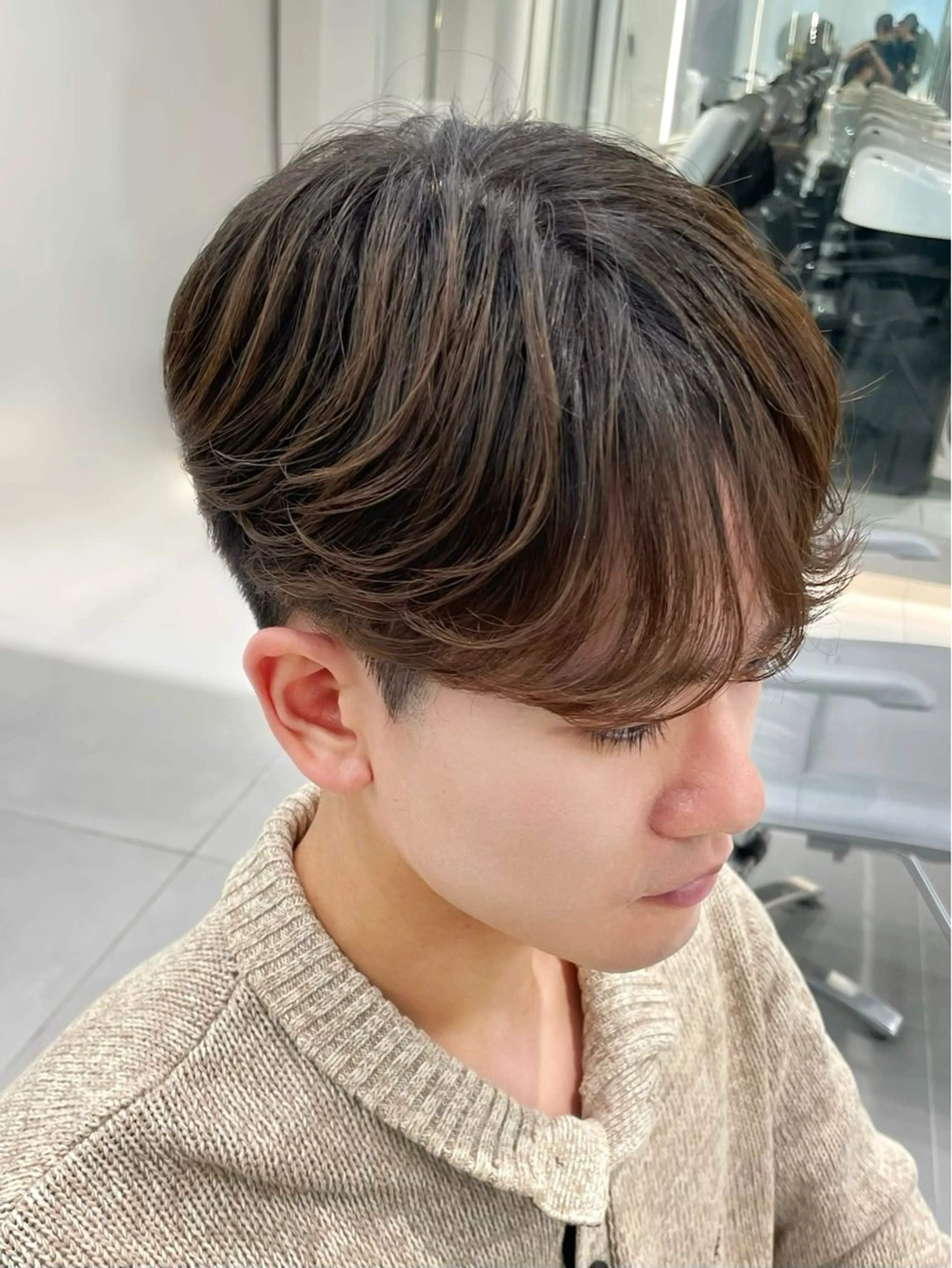 ショート パーマ メンズ メンズパーマ ニュアンスパーマ パーマ センターパート/ マッシュ 小野 樹のヘアスタイル