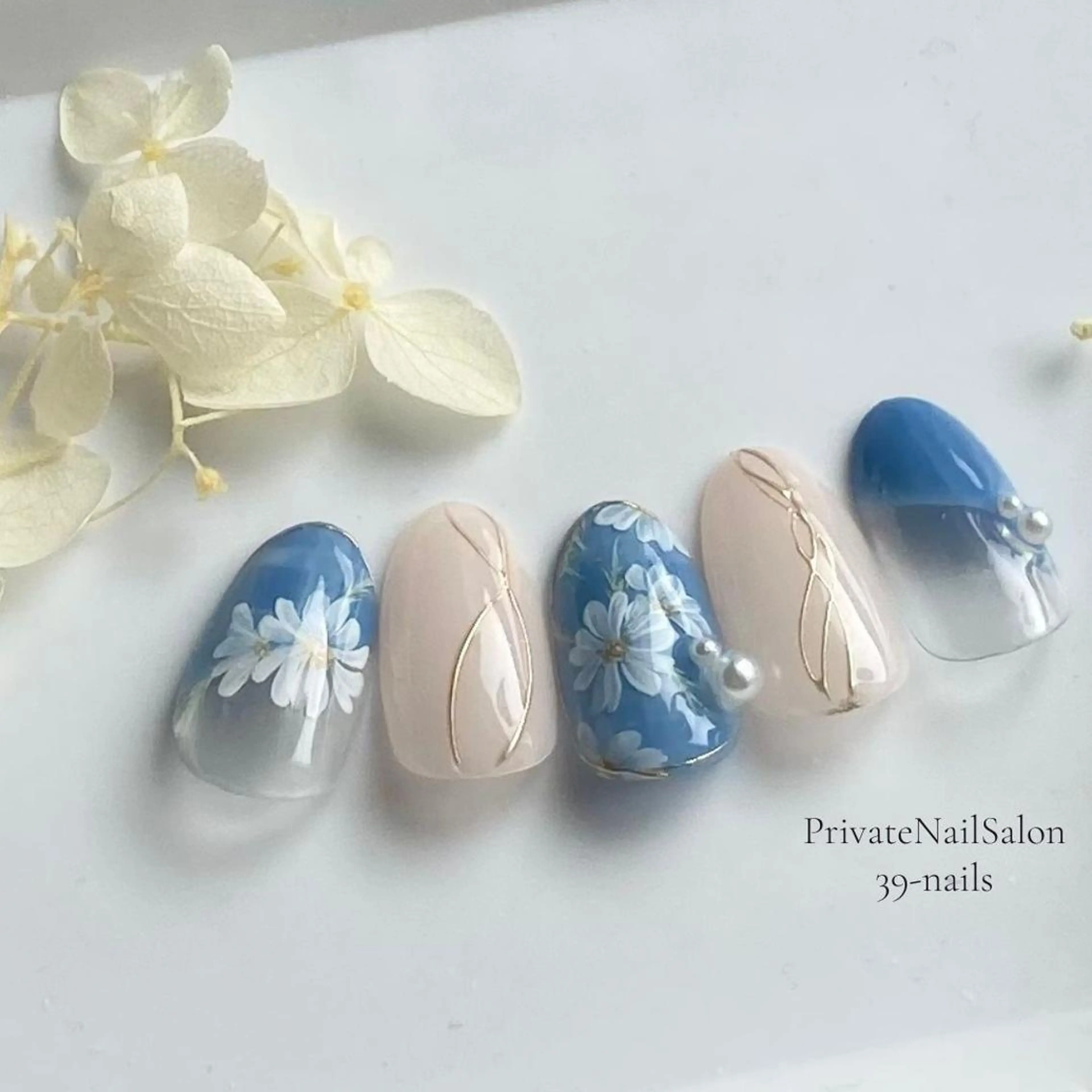 ネイル アートネイル フラワーネイル オフィスネイル 夏ネイル 39-nails EharaMikuのネイルデザイン