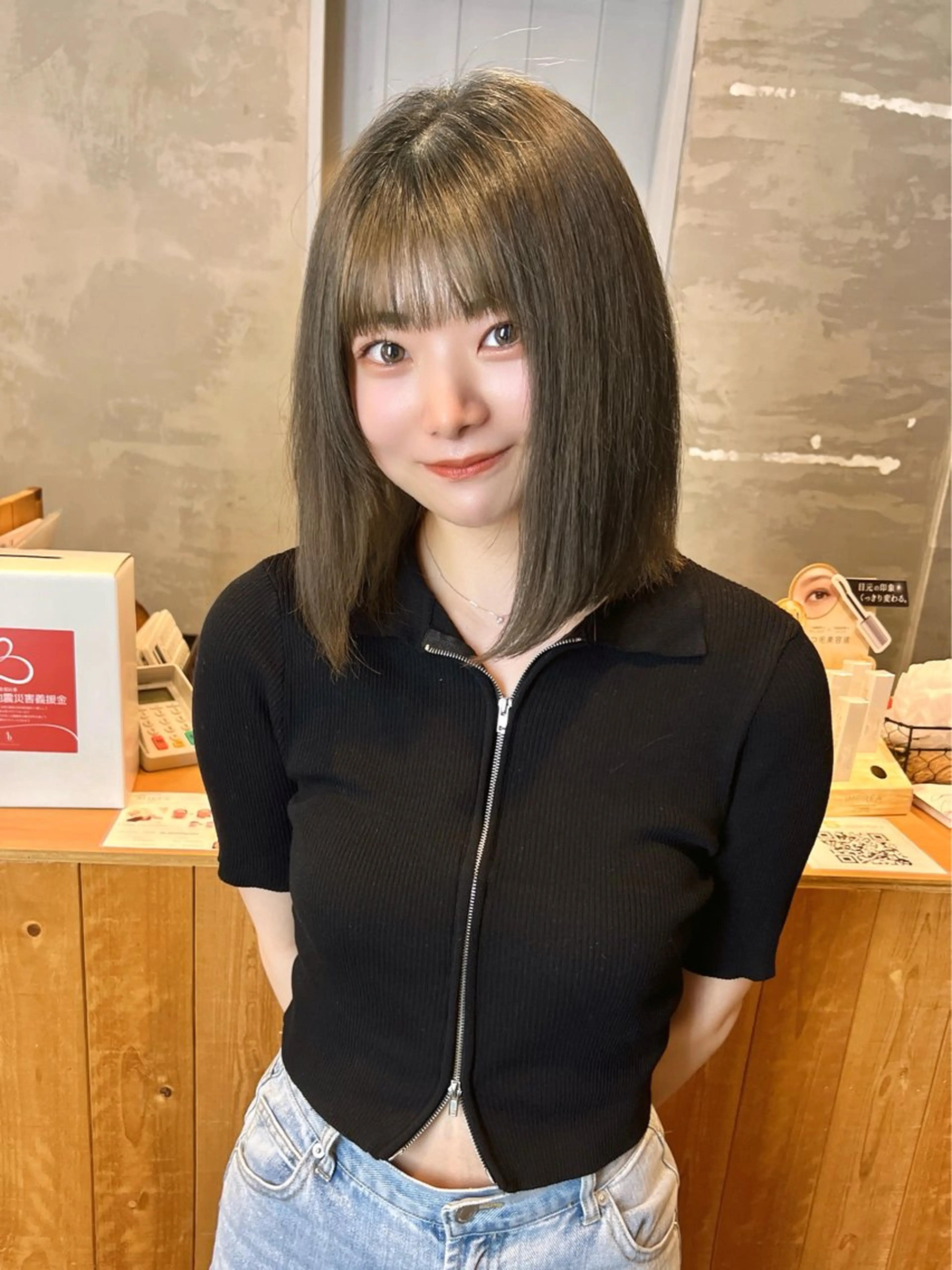 ミディアム カラー カット ヘアカラー トリートメント 具志 正太のヘアスタイル
