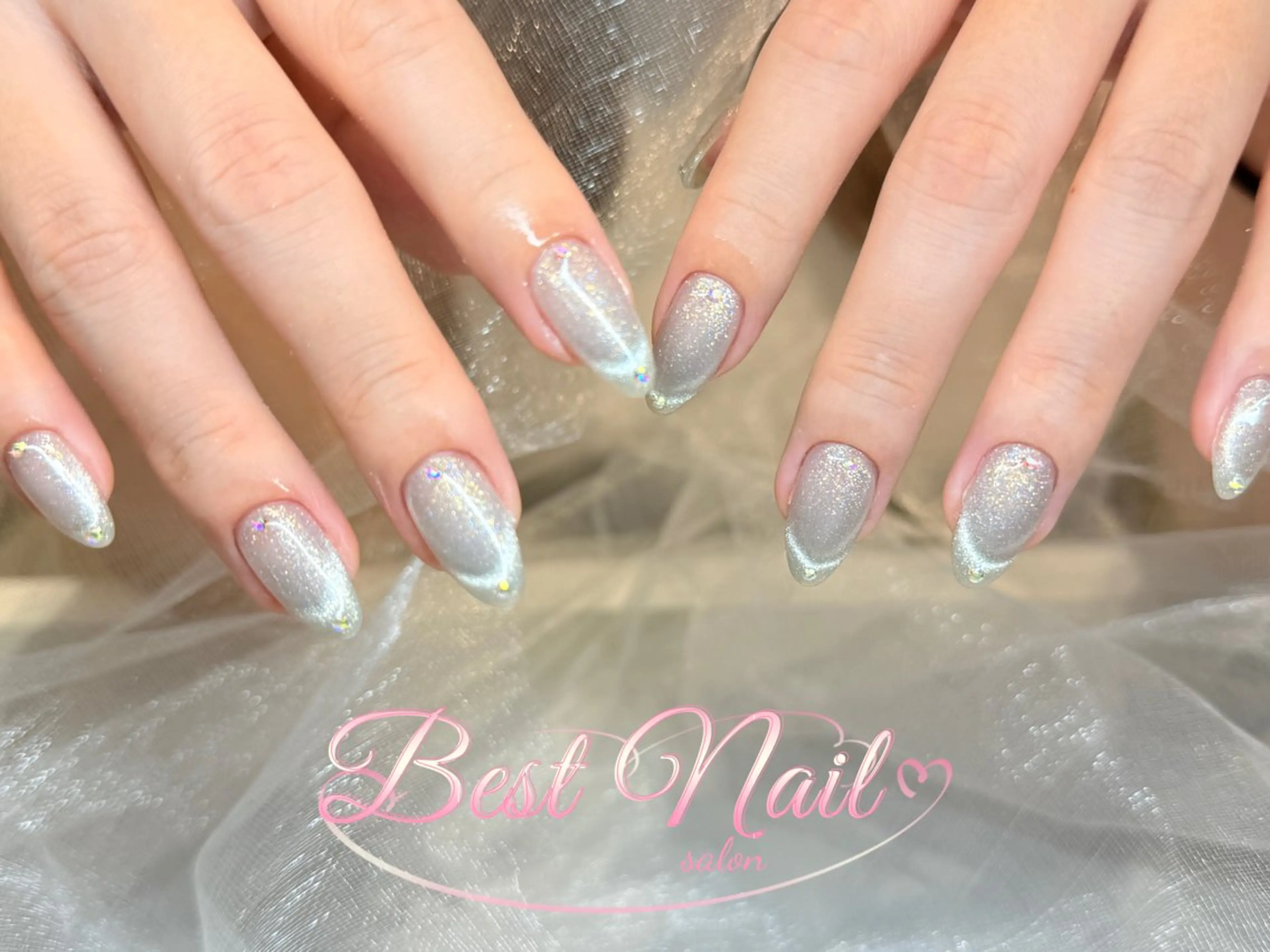 ネイル アートネイル オーロラネイル クリアネイル 長さ出し フレンチネイル ハンドネイル ハンドケア More Glam渋谷店のネイルデザイン