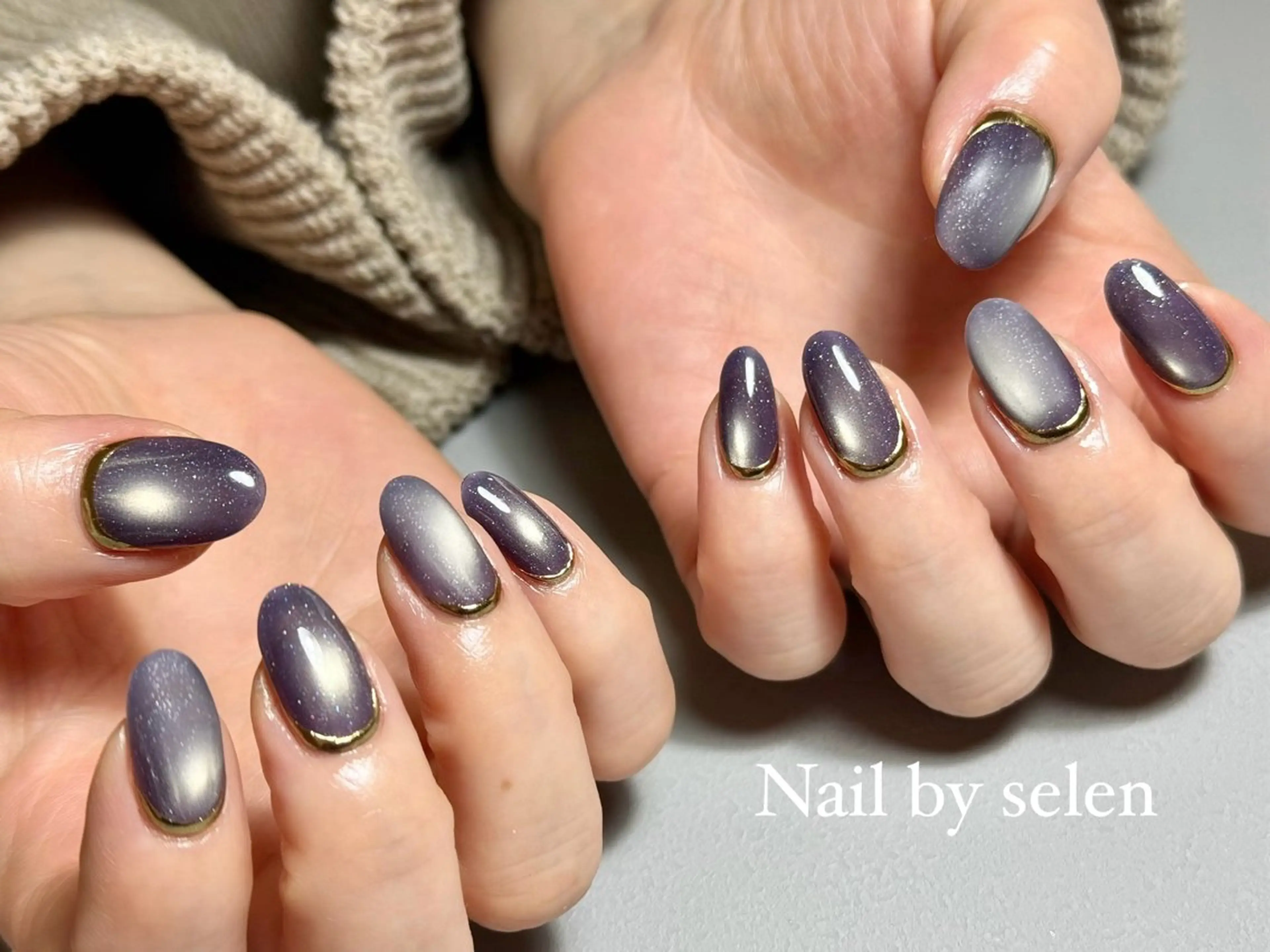 ネイル アートネイル オーロラネイル ジェルネイル グラデーション マグネットネイル ハンドネイル Nail by selenのネイルデザイン